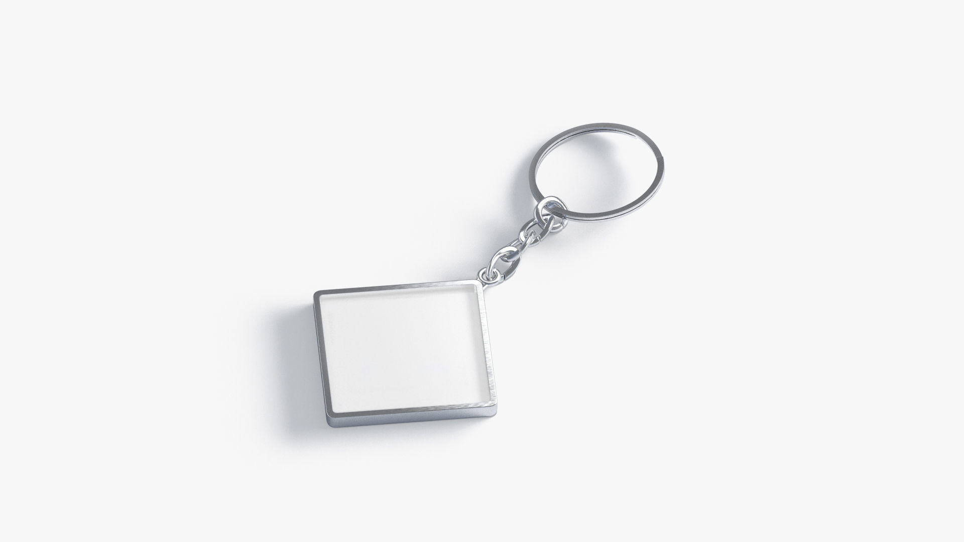 White Rhombus Keychain - key tag holder Low-poly 3D model_1