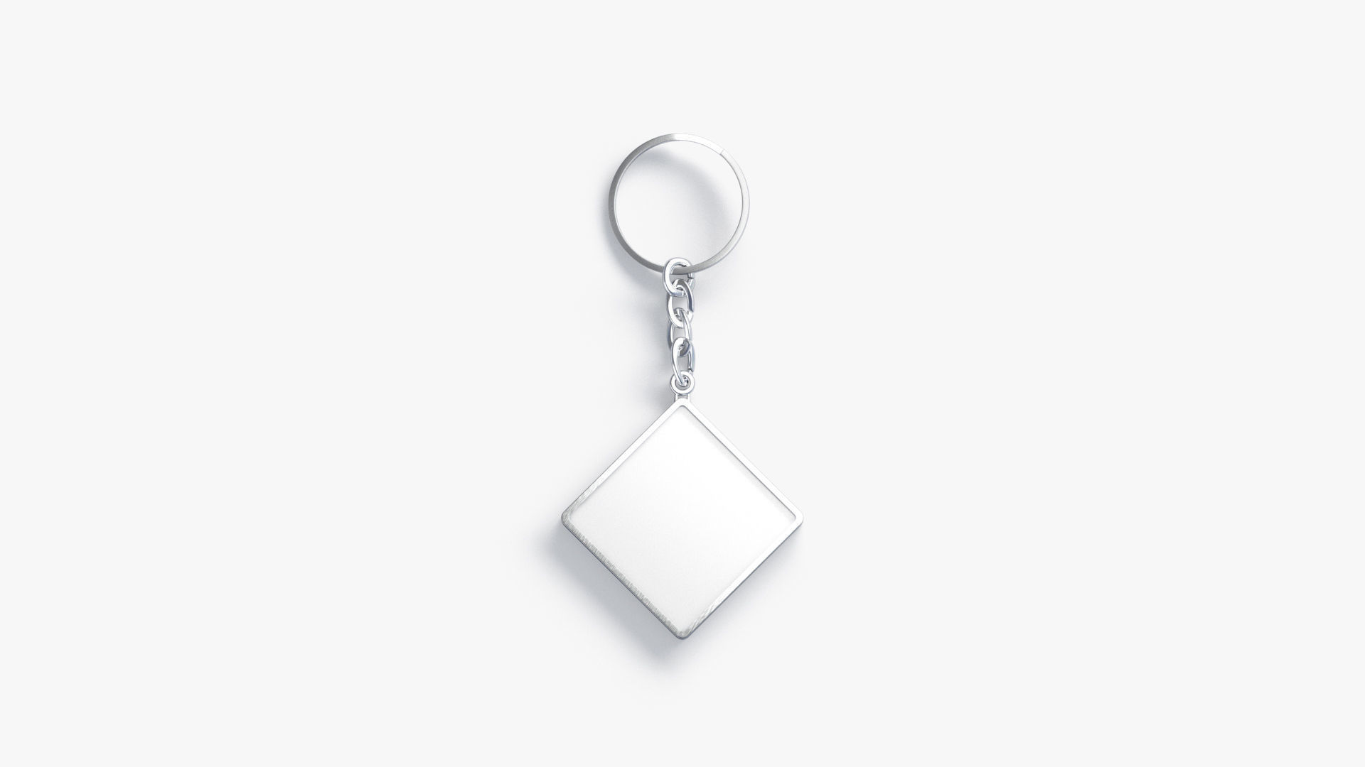 White Rhombus Keychain - key tag holder Low-poly 3D model_3