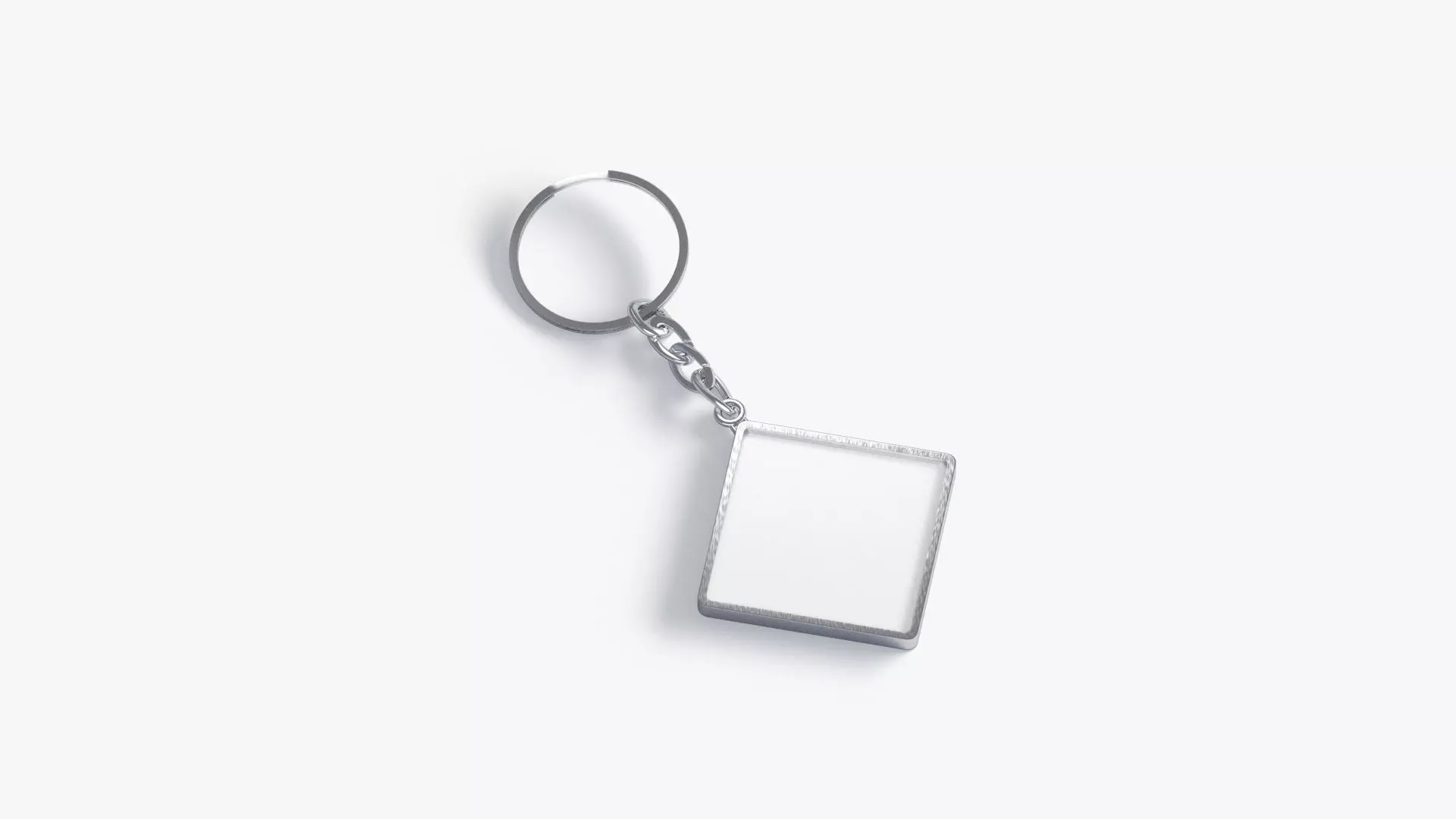 White Rhombus Keychain - key tag holder Low-poly 3D model_0