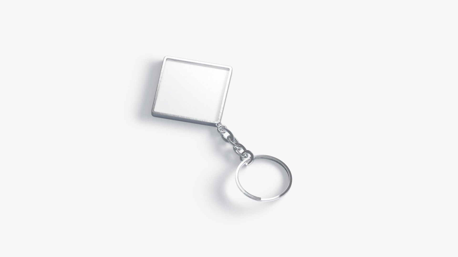 White Rhombus Keychain - key tag holder Low-poly 3D model_2