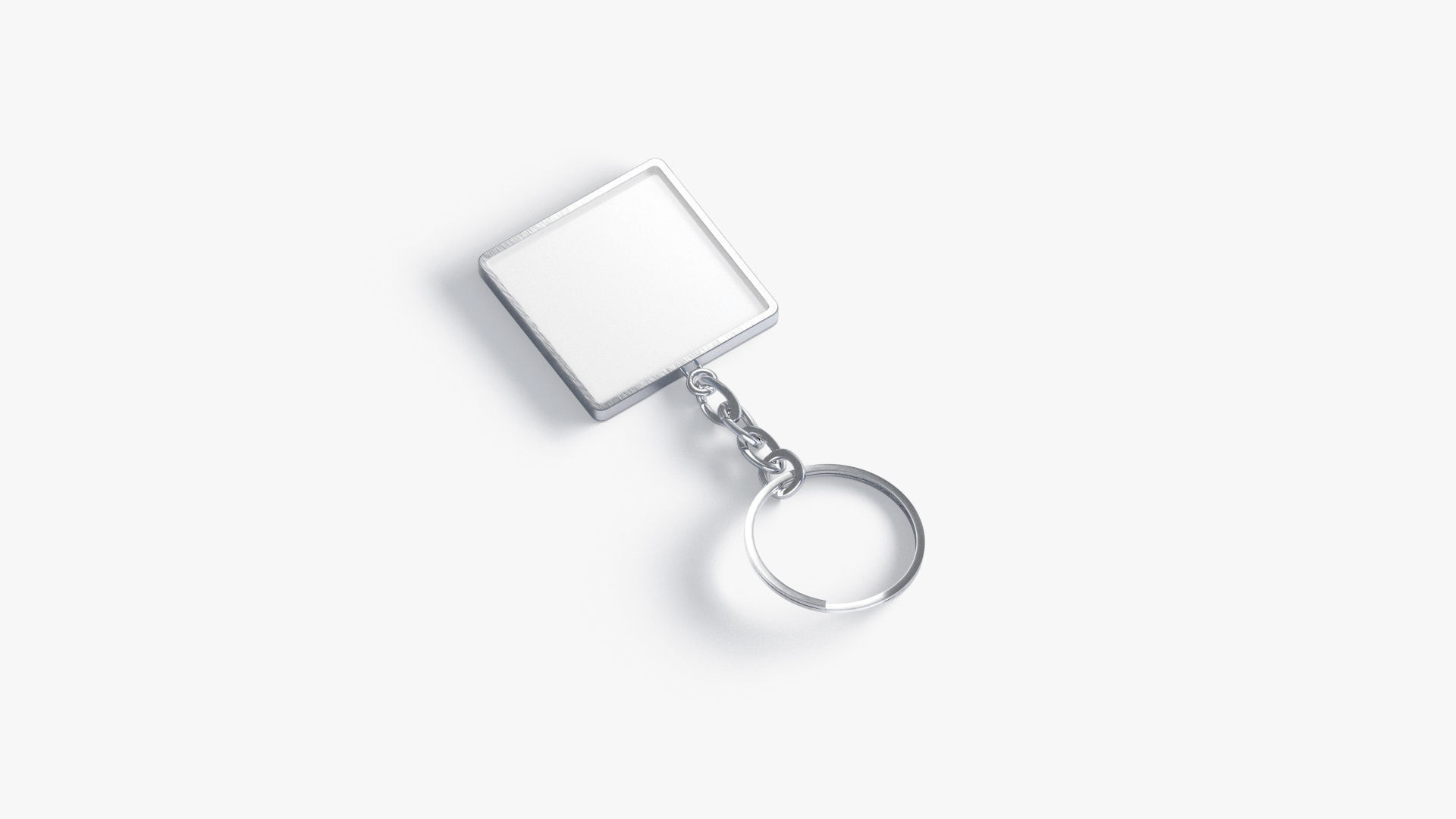White Square Keychain - key tag holder Low-poly 3D model_2