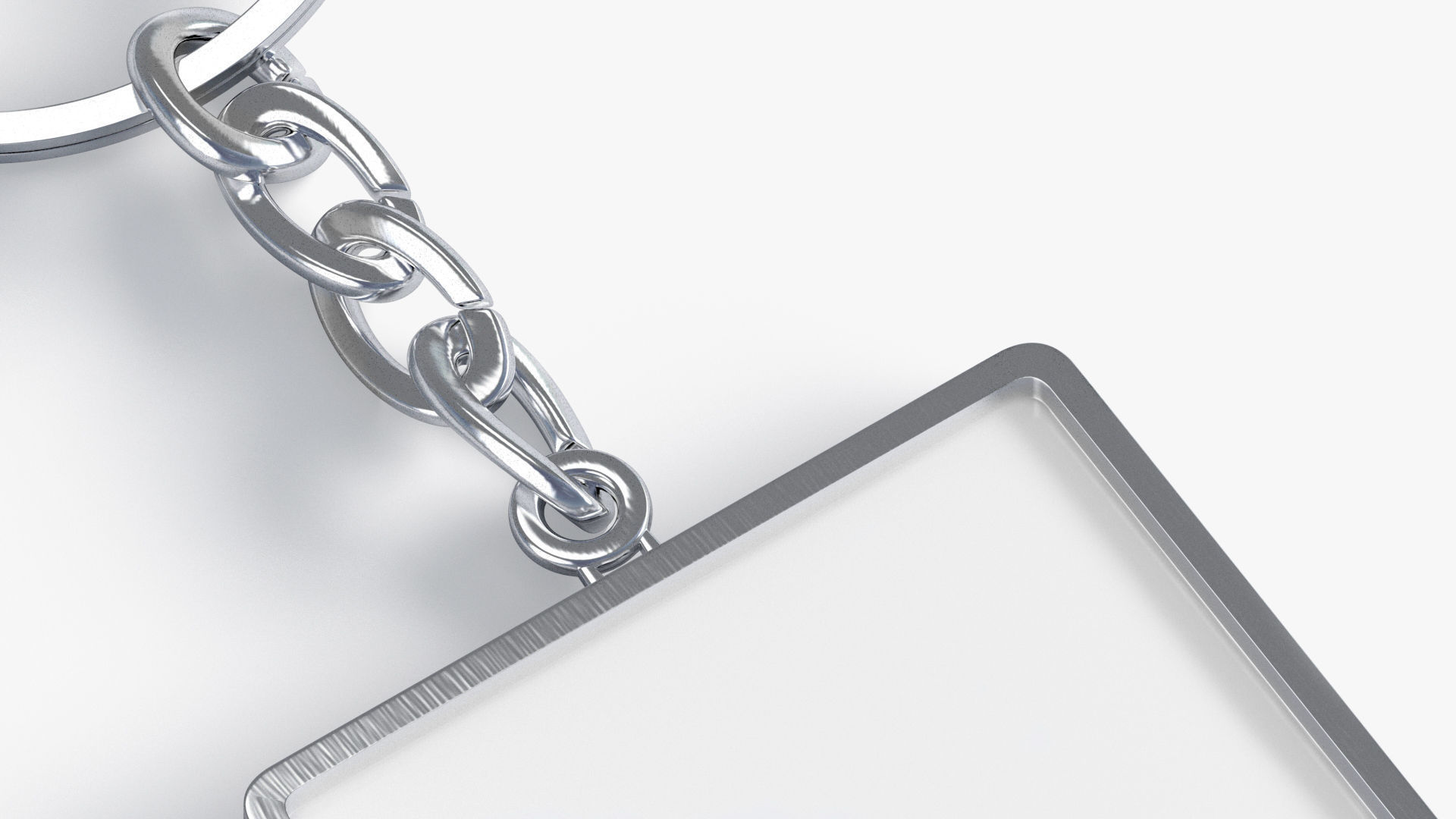 White Square Keychain - key tag holder Low-poly 3D model_4