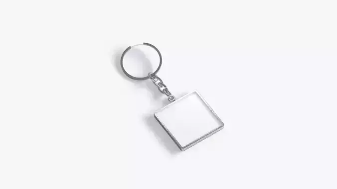 White Square Keychain - key tag holder