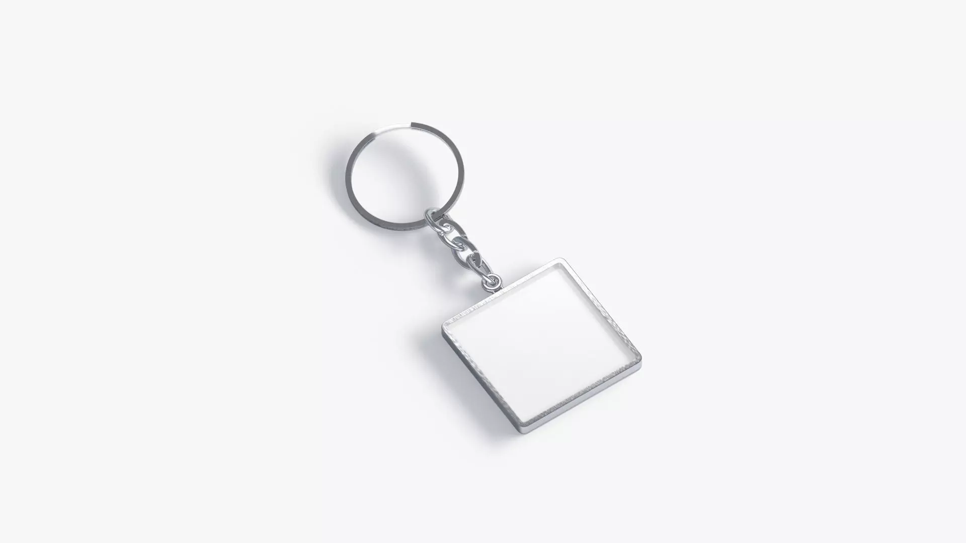 White Square Keychain - key tag holder Low-poly 3D model_0