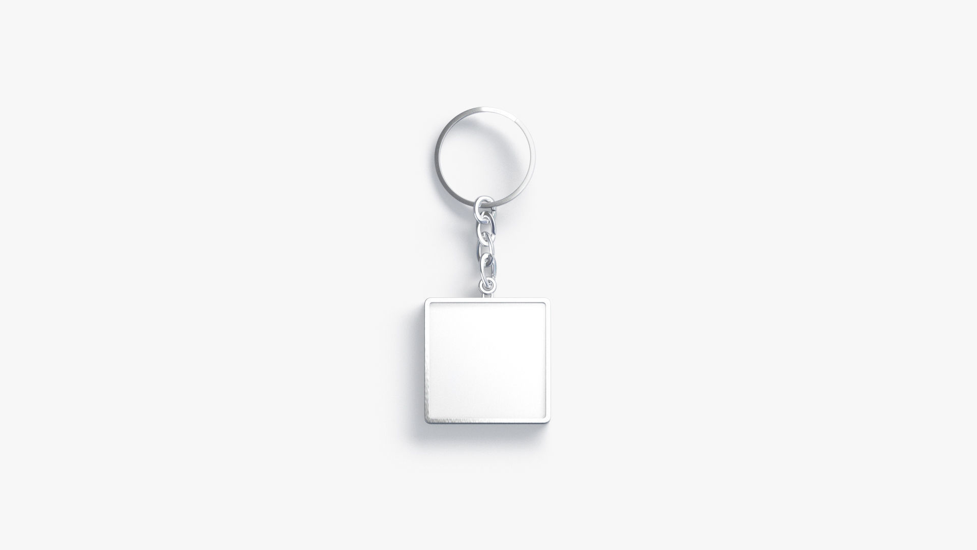 White Square Keychain - key tag holder Low-poly 3D model_3