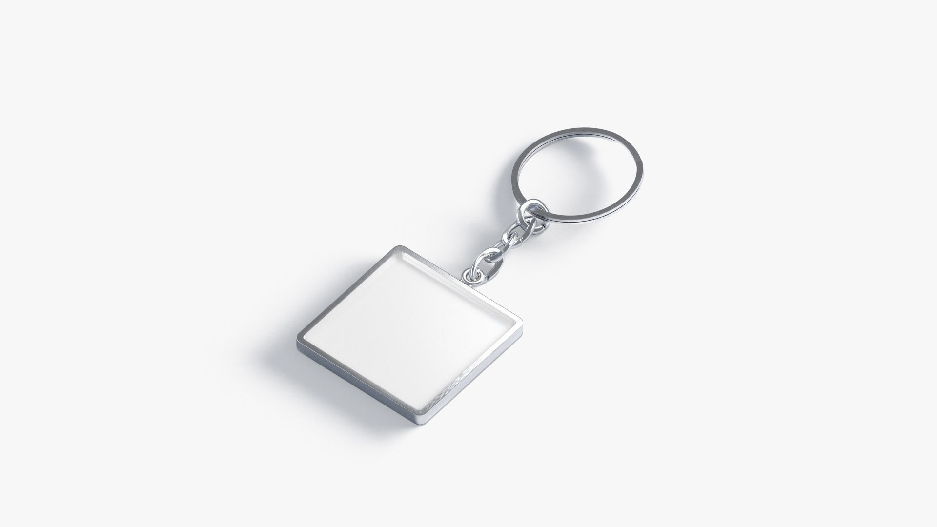White Square Keychain - key tag holder Low-poly 3D model_1