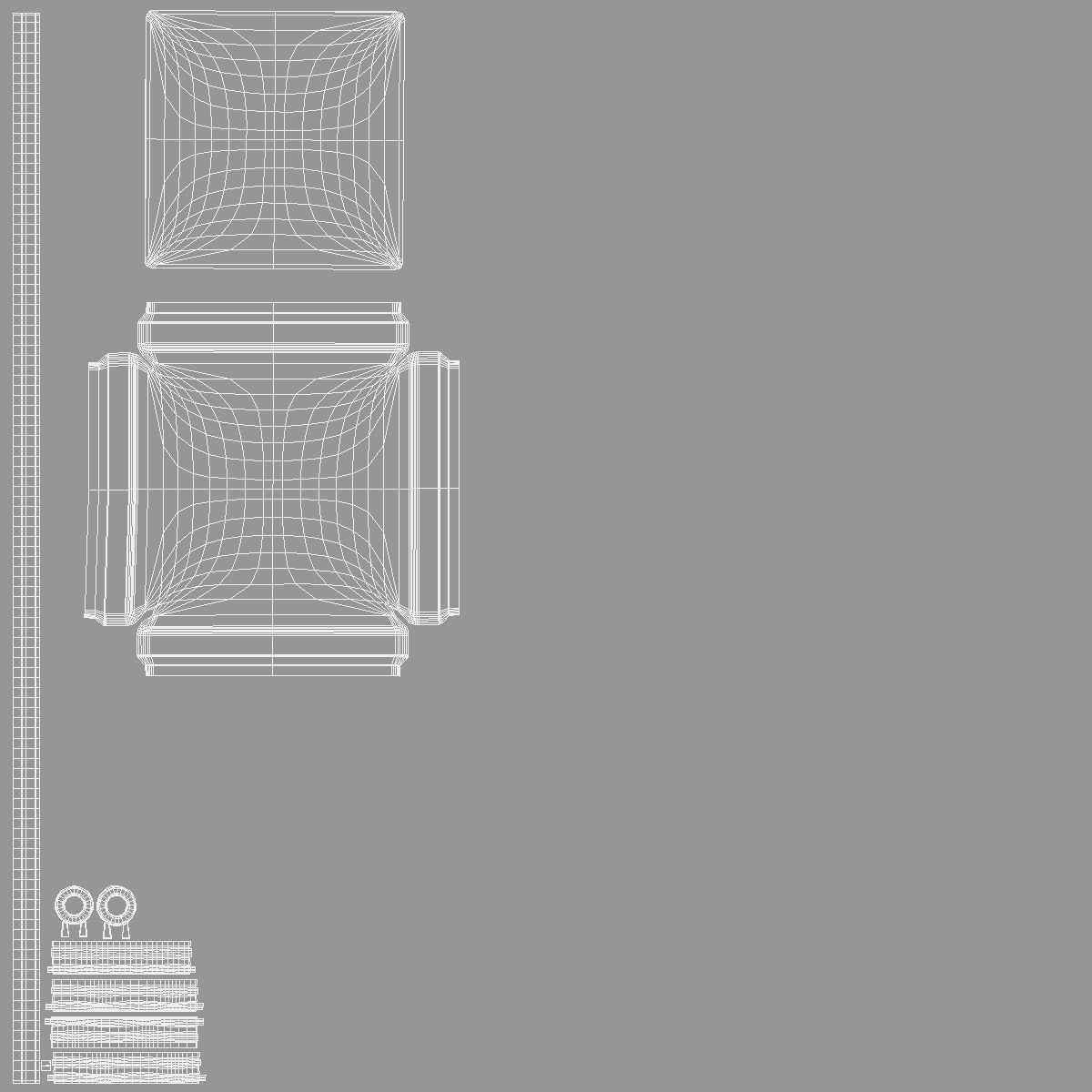 White Square Keychain - key tag holder Low-poly 3D model_5