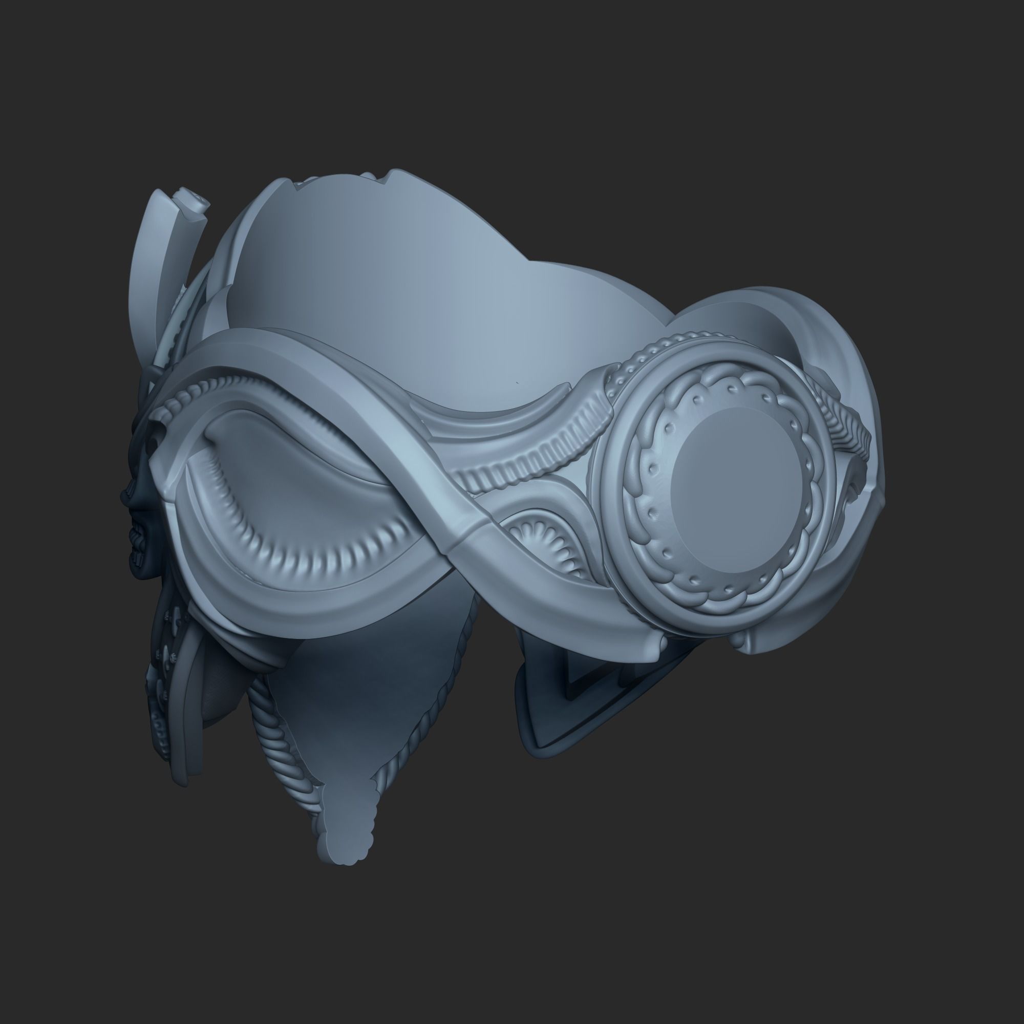 Space Samurai Biomechanical ring  3D print model_7