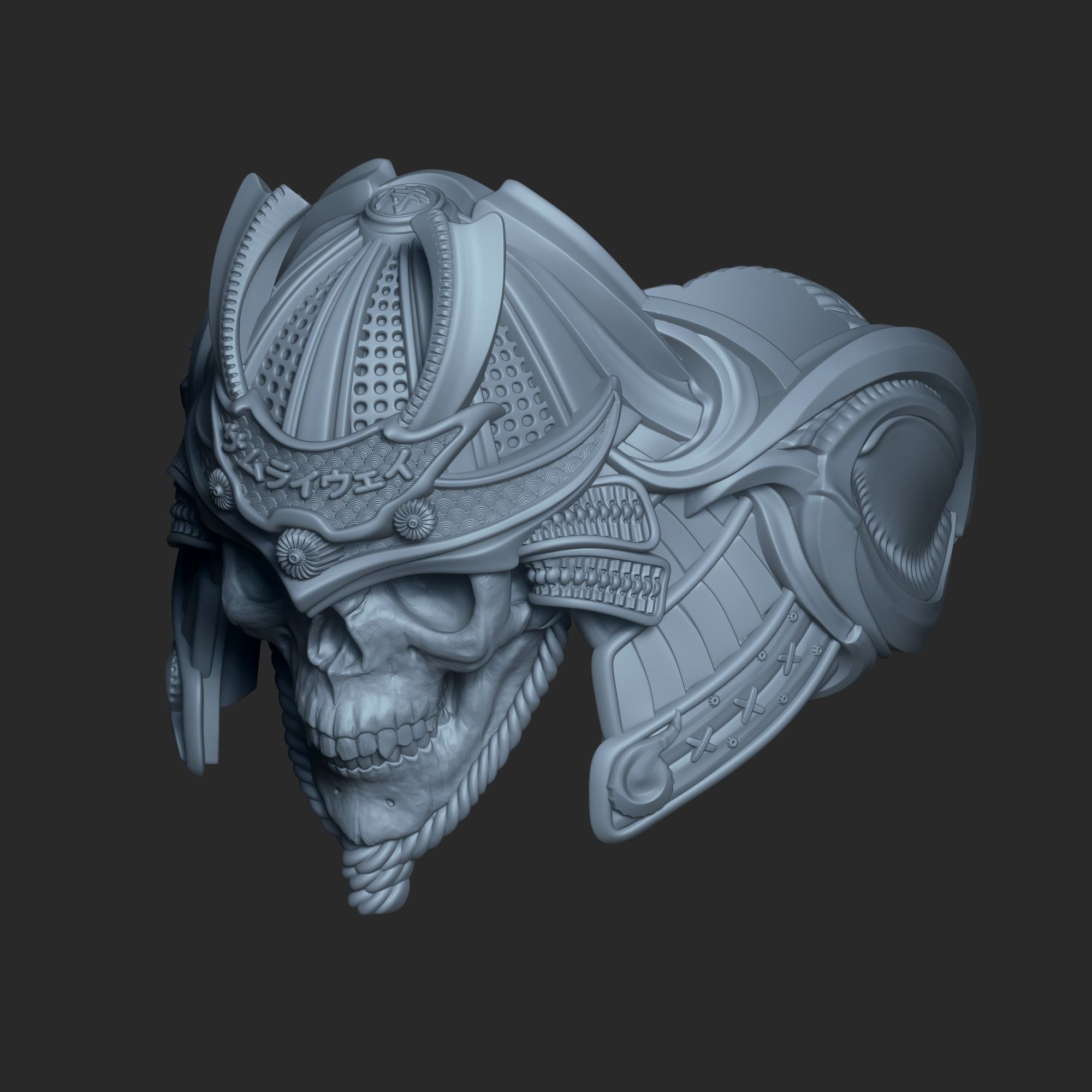 Space Samurai Biomechanical ring  3D print model_15