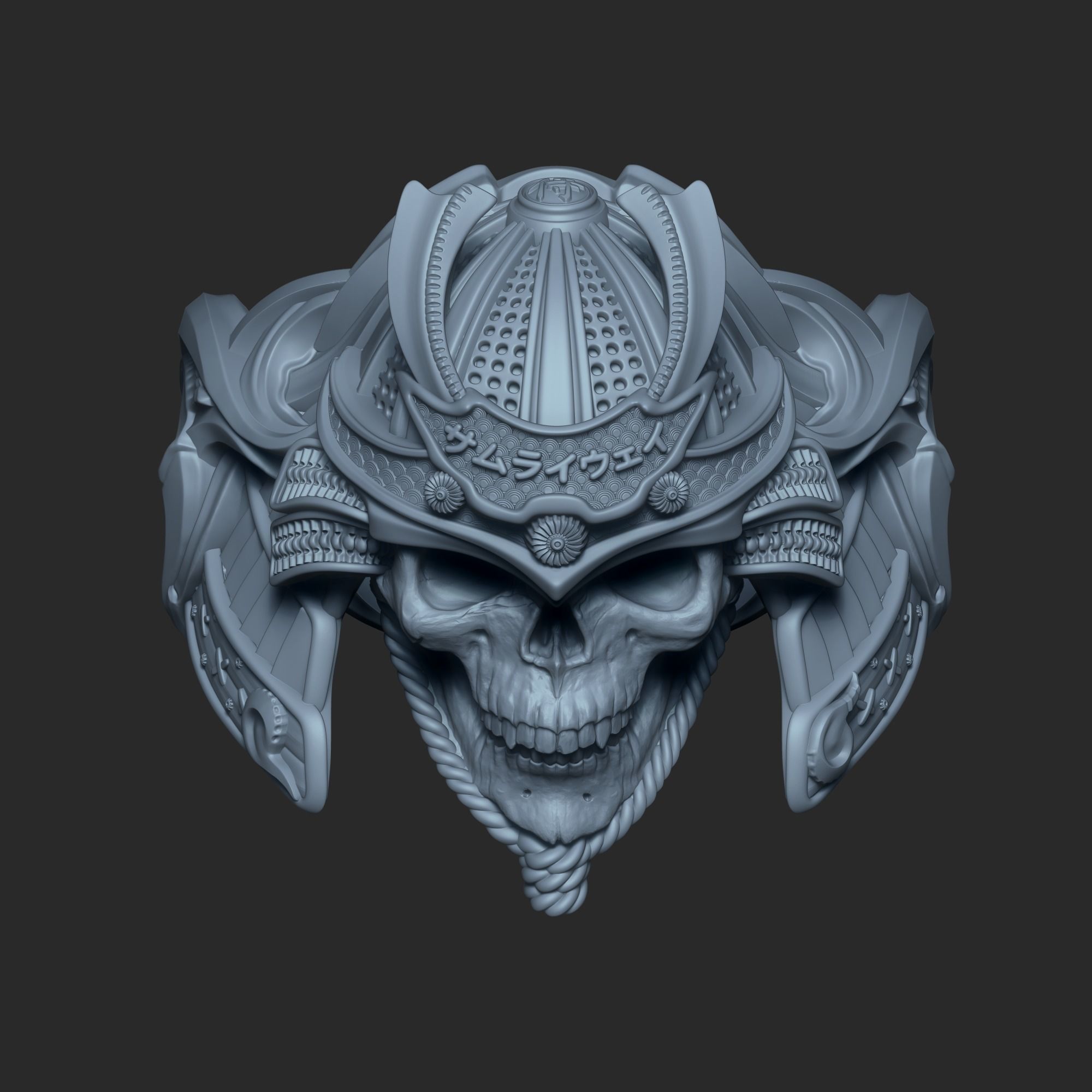 Space Samurai Biomechanical ring  3D print model_2