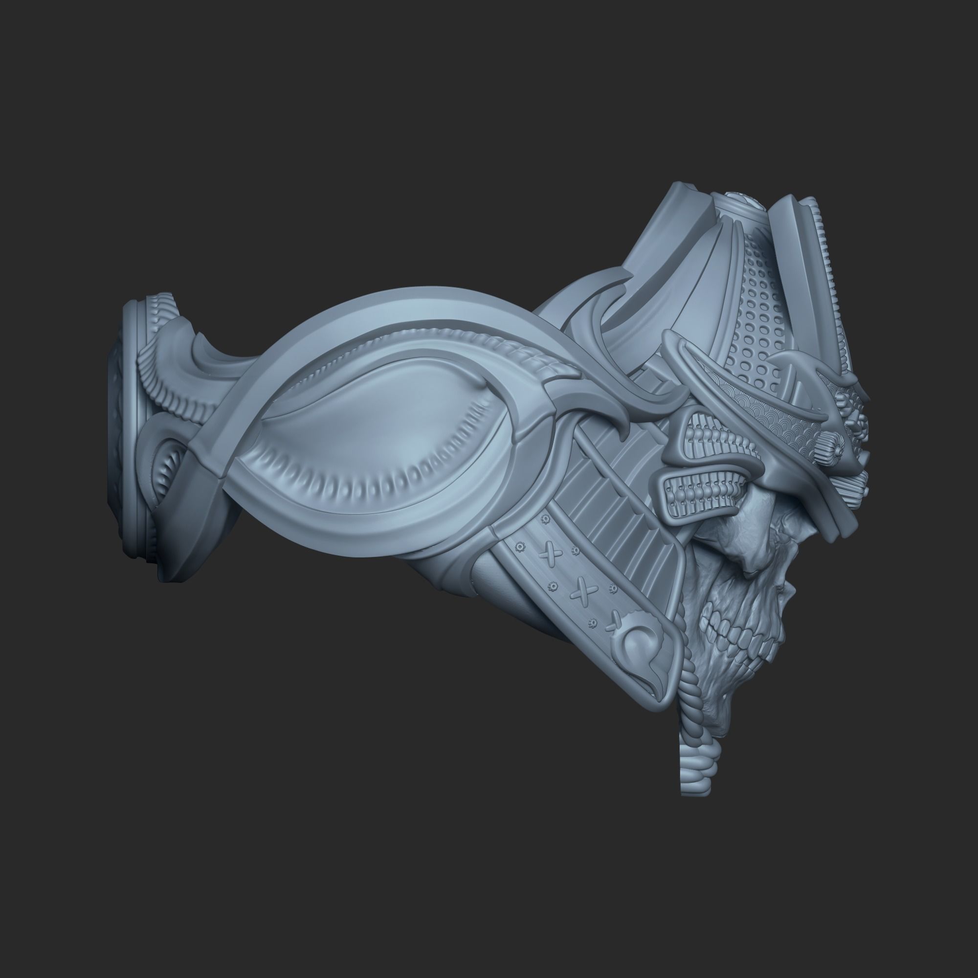 Space Samurai Biomechanical ring  3D print model_4