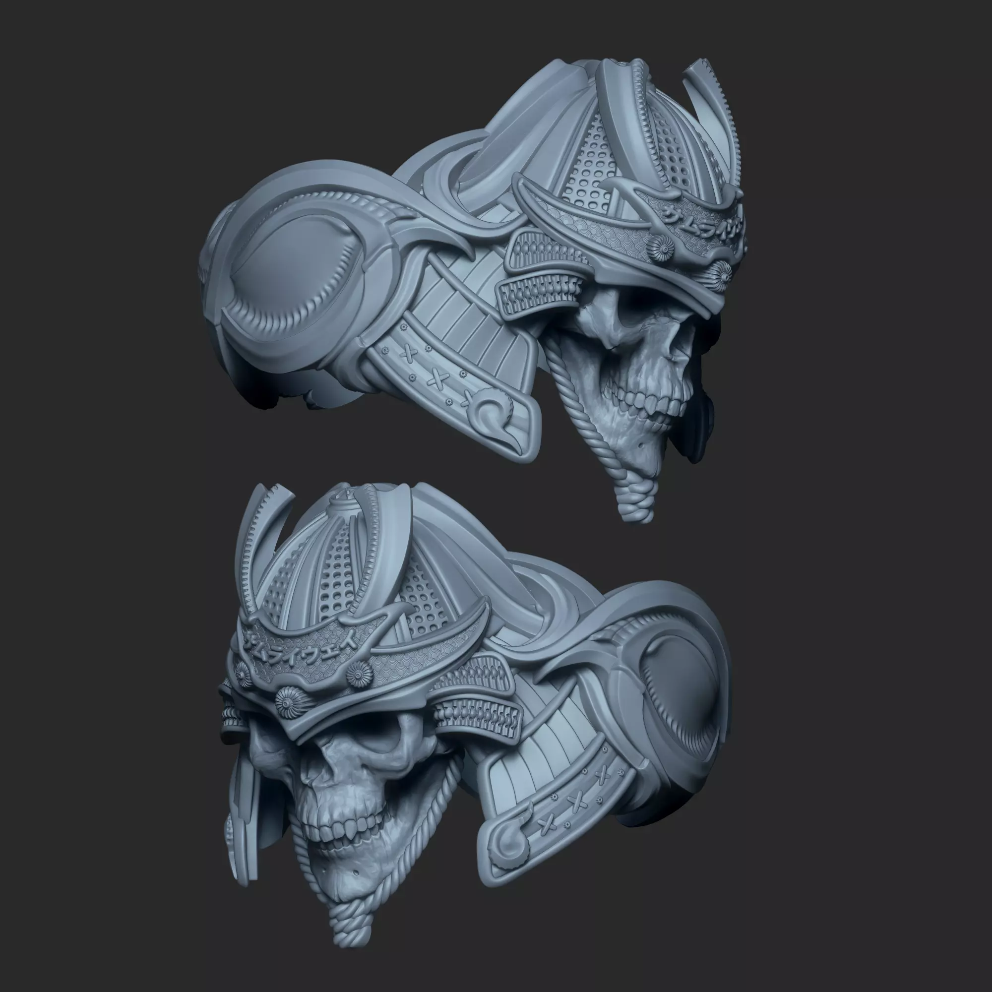 Space Samurai Biomechanical ring  3D print model_0