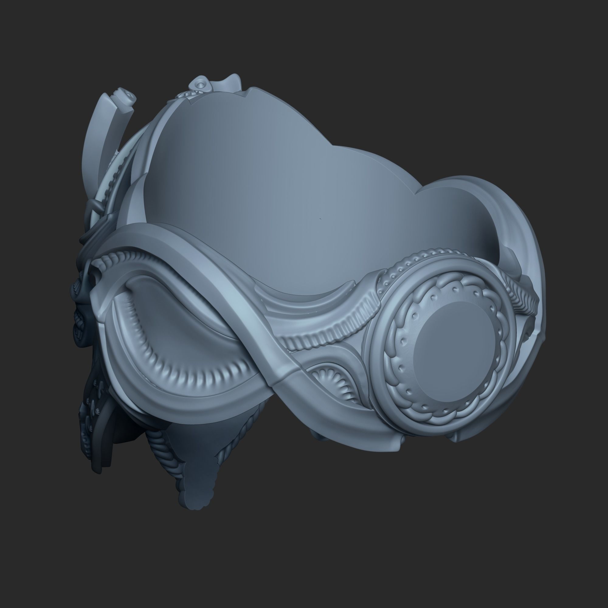 Space Samurai Biomechanical ring  3D print model_16