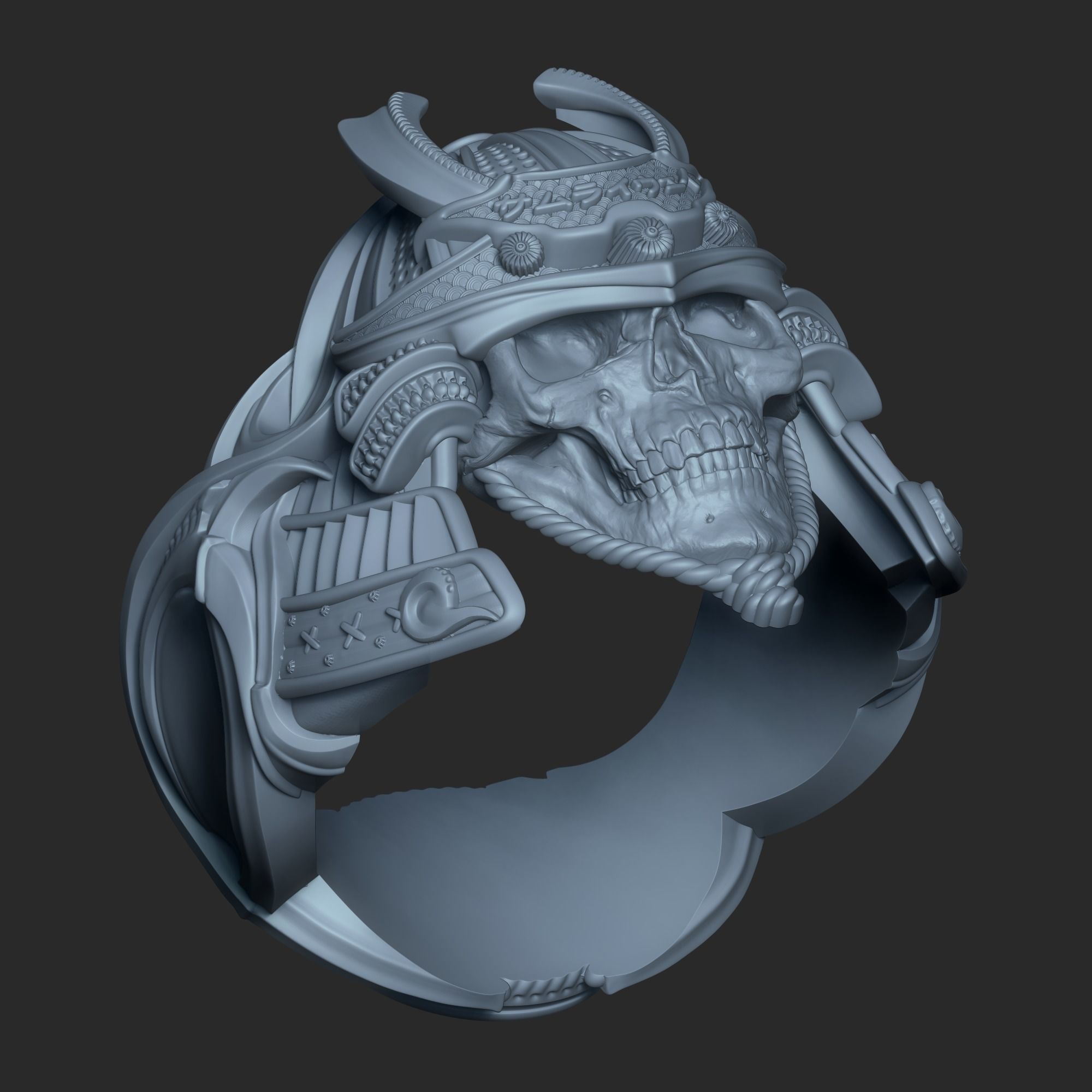 Space Samurai Biomechanical ring  3D print model_11