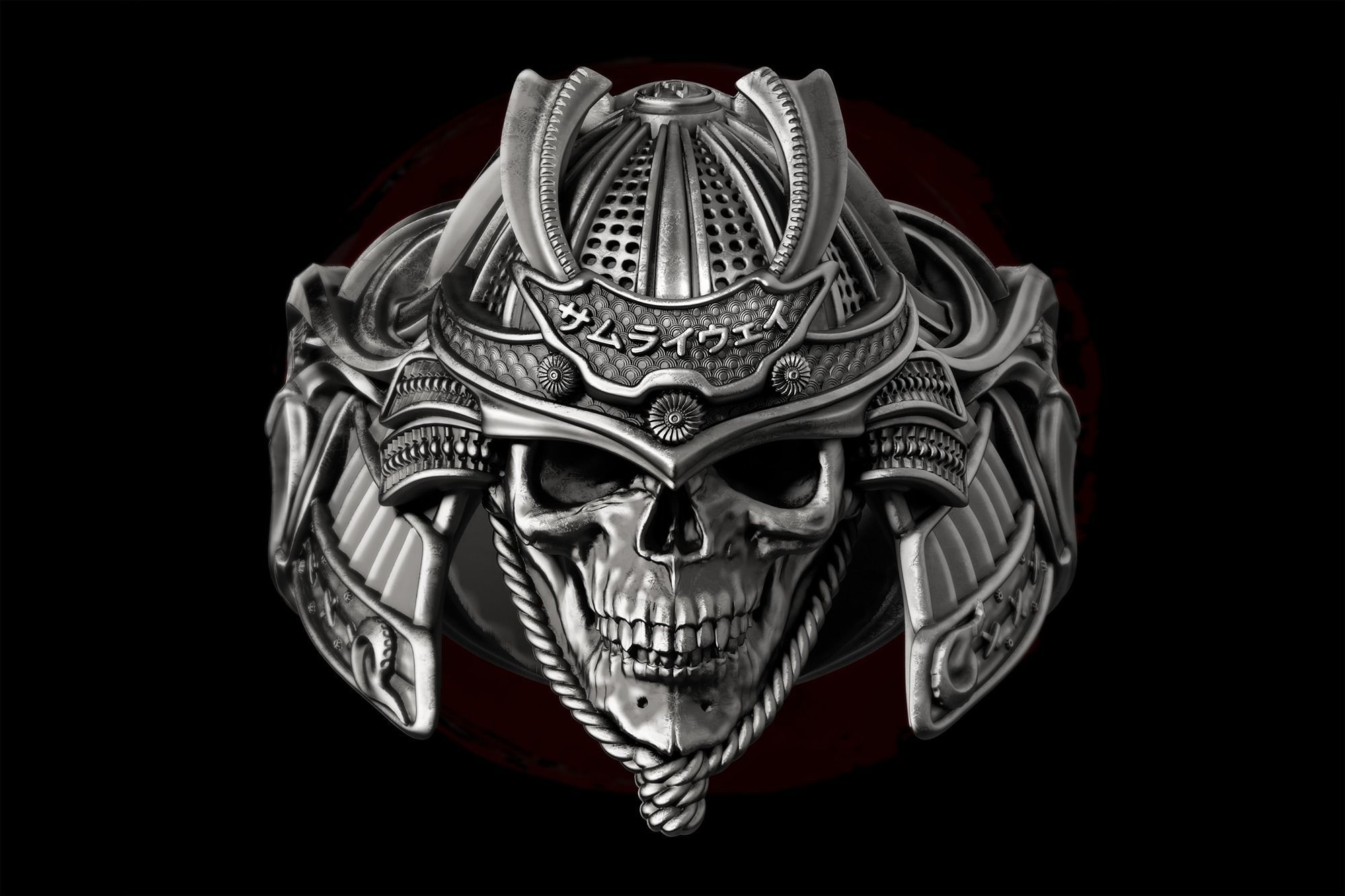 Space Samurai Biomechanical ring  3D print model_1