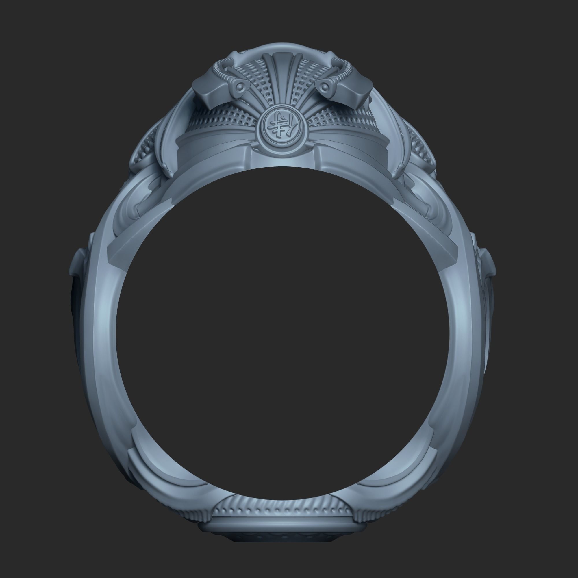 Space Samurai Biomechanical ring  3D print model_14