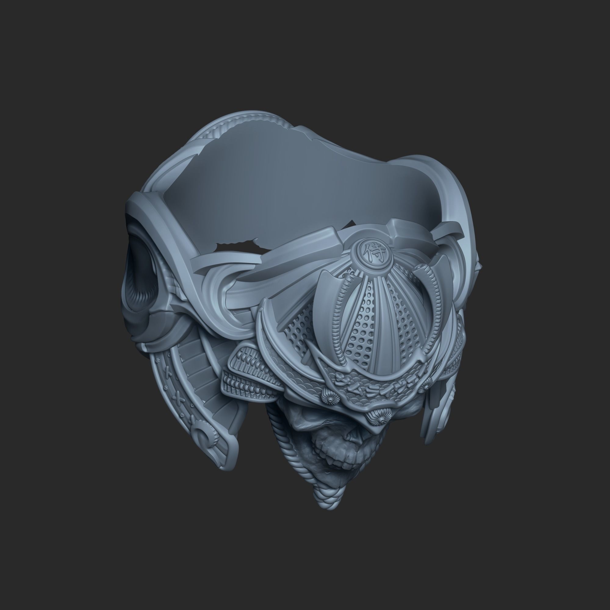 Space Samurai Biomechanical ring  3D print model_10