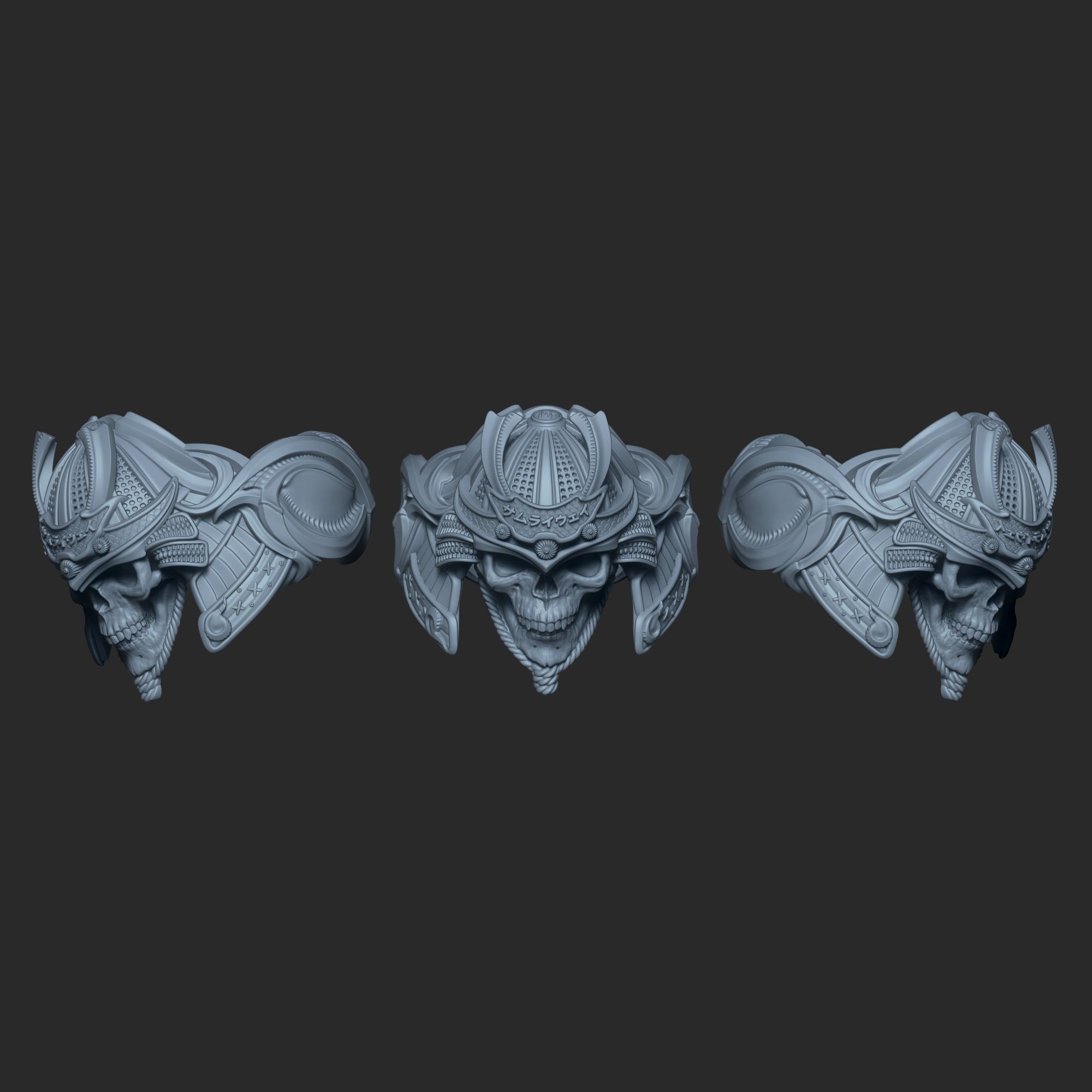 Space Samurai Biomechanical ring  3D print model_3