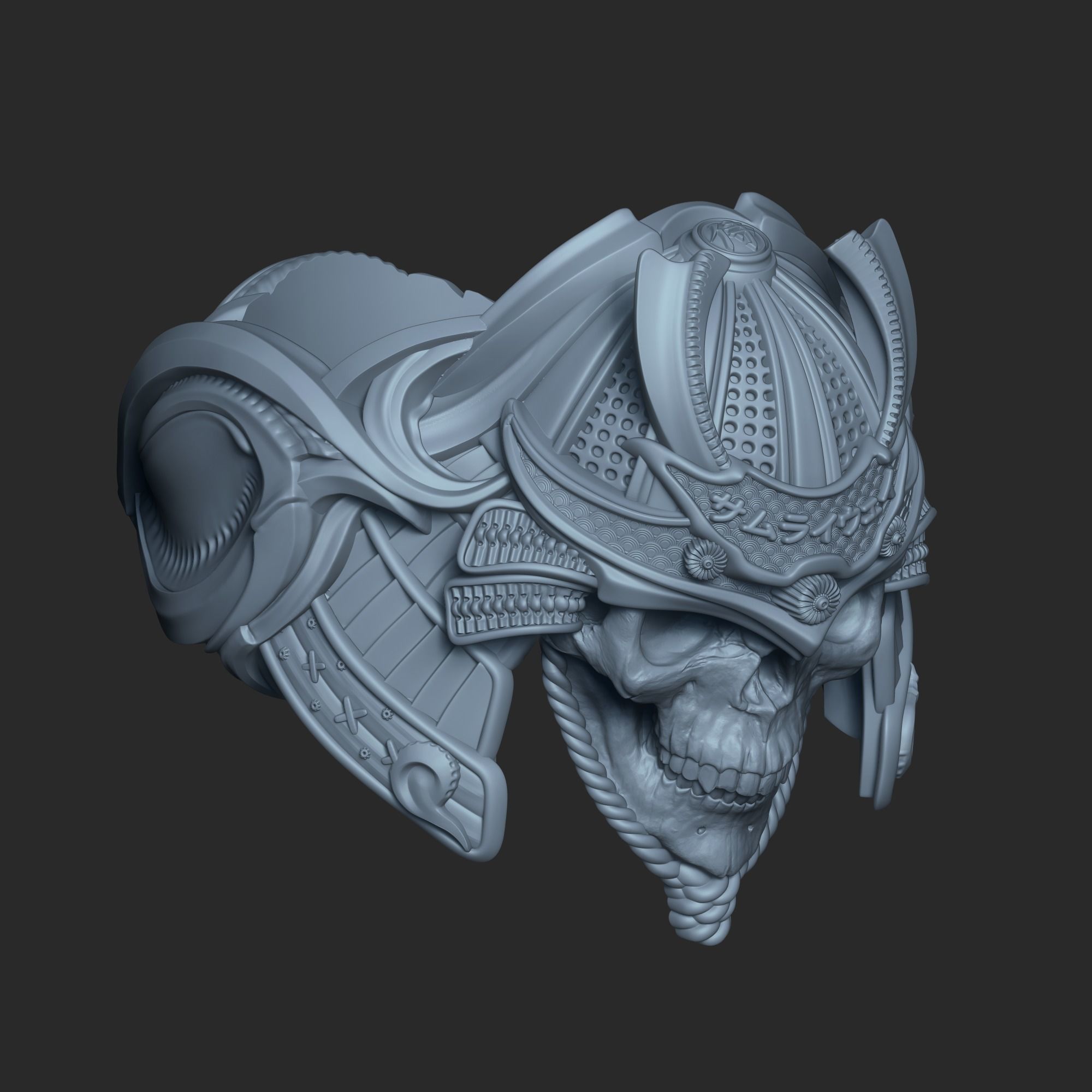 Space Samurai Biomechanical ring  3D print model_9