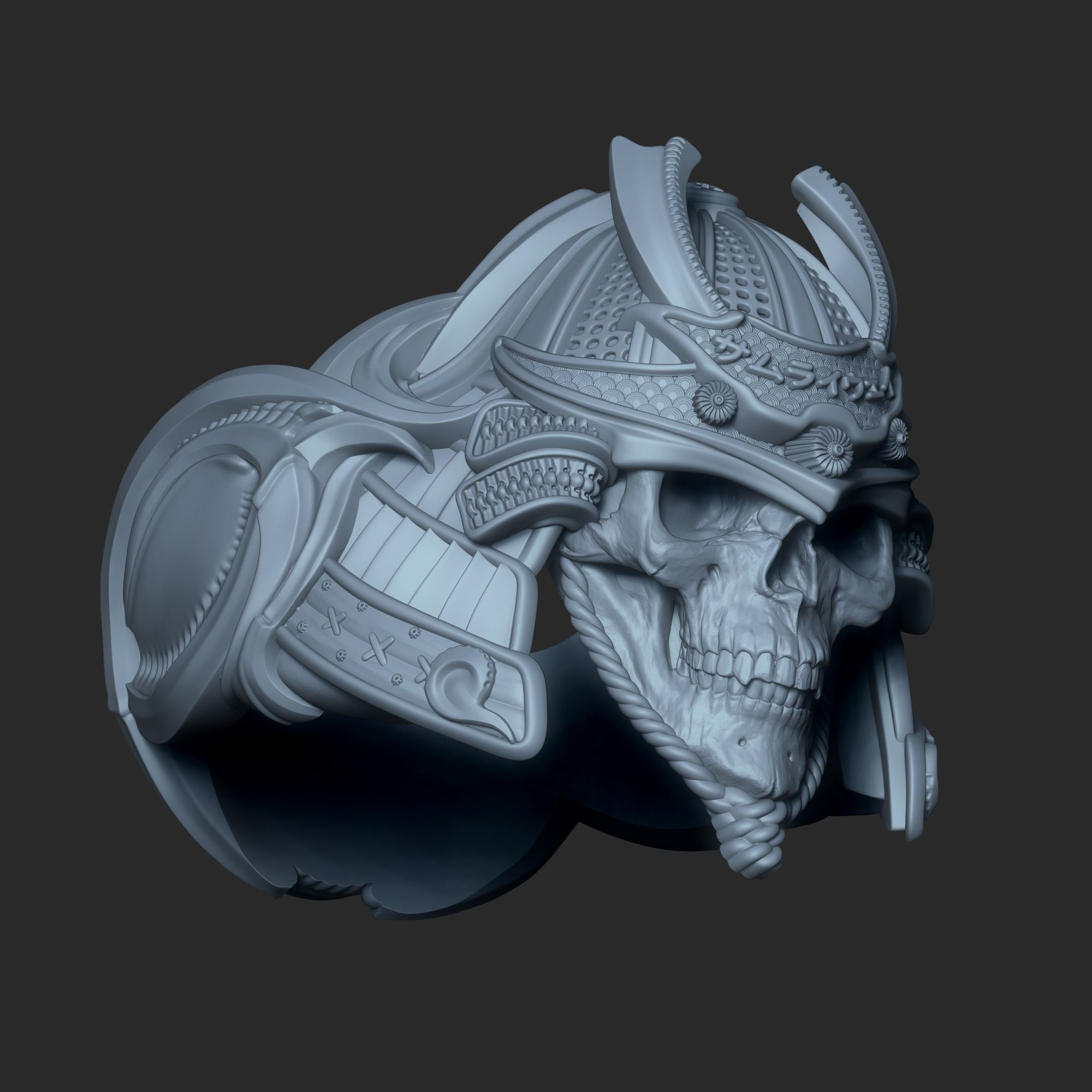 Space Samurai Biomechanical ring  3D print model_8