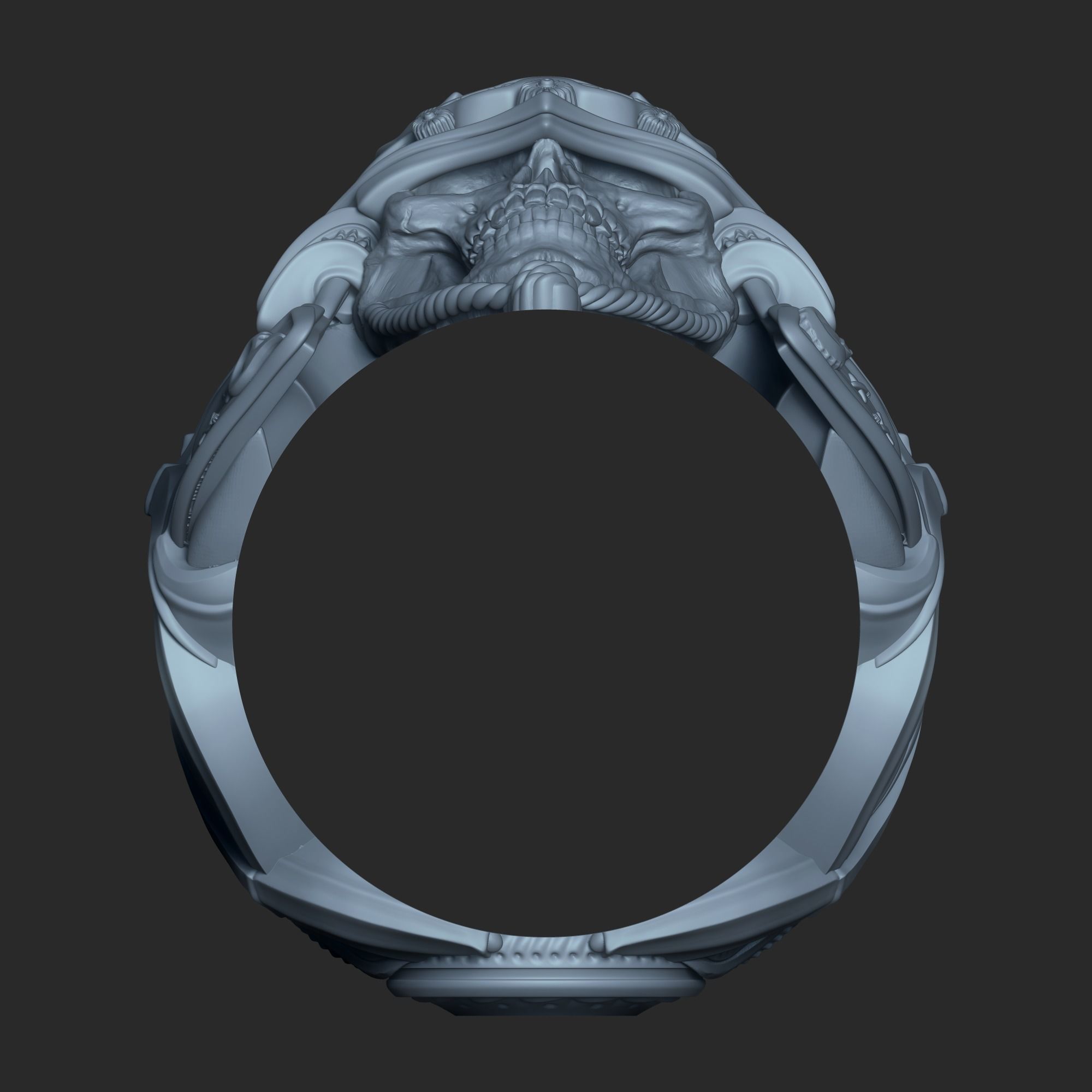 Space Samurai Biomechanical ring  3D print model_6
