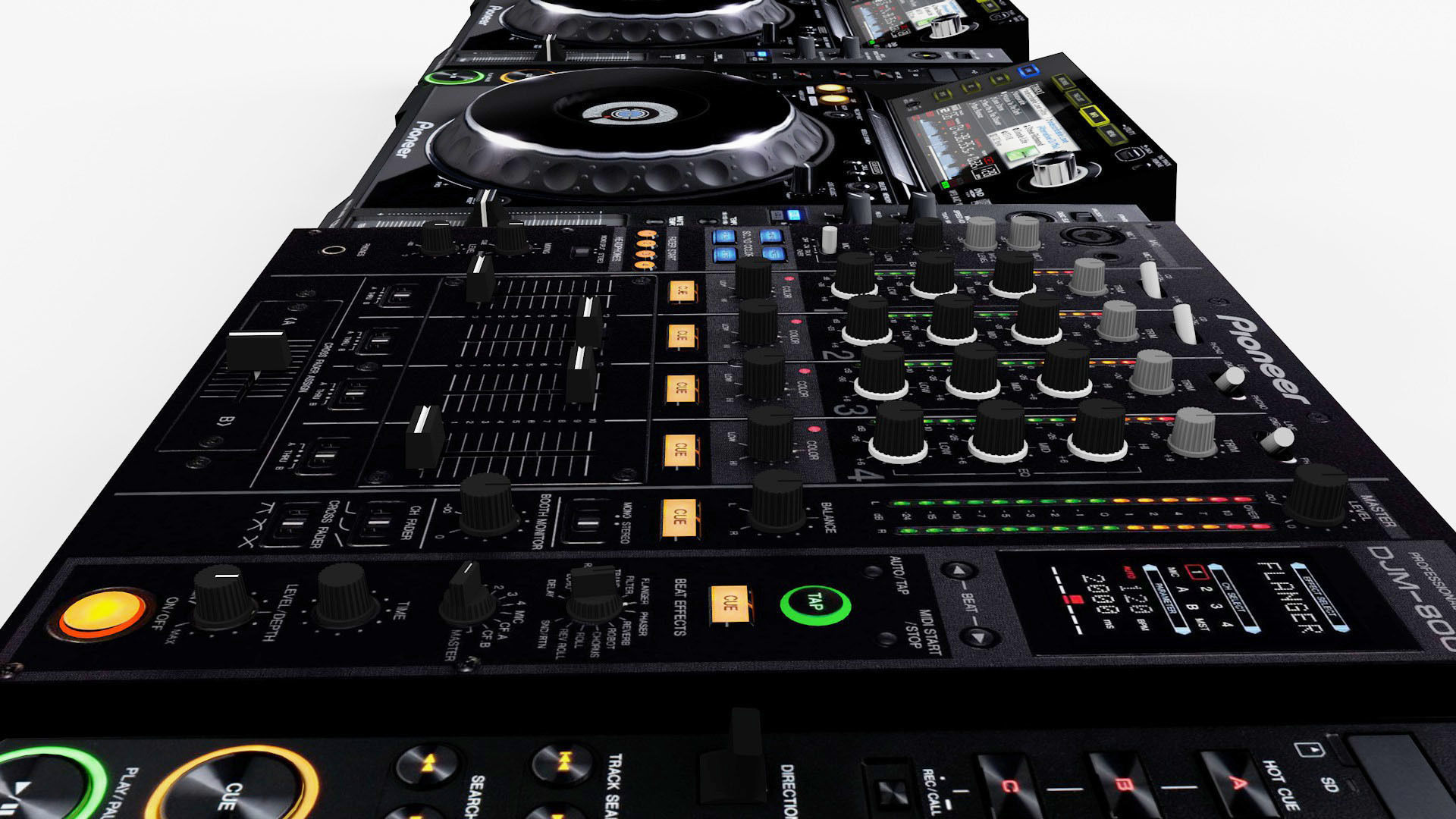Pioneer CDJ DJM booth set 3D model_5