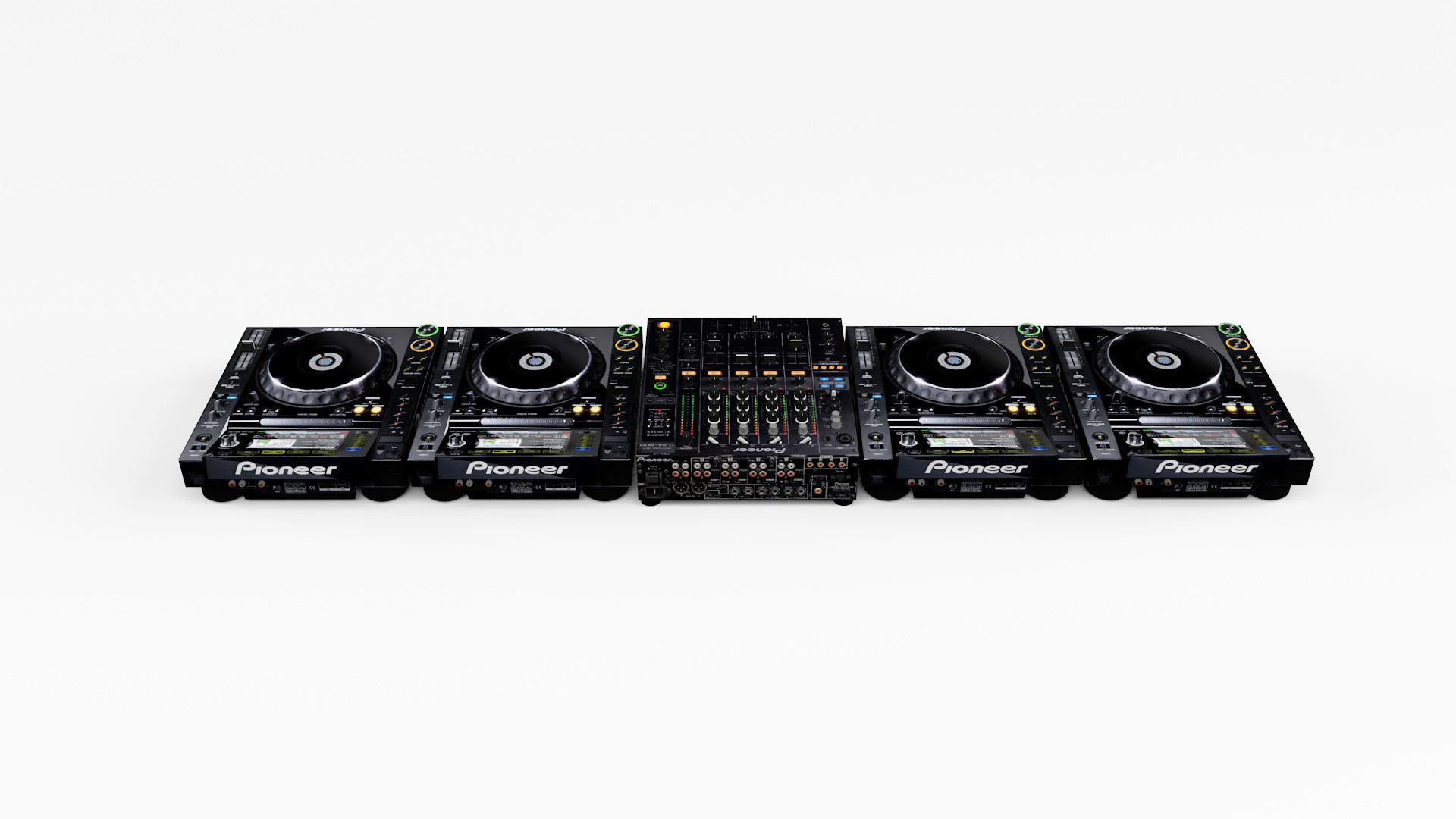 Pioneer CDJ DJM booth set 3D model_3