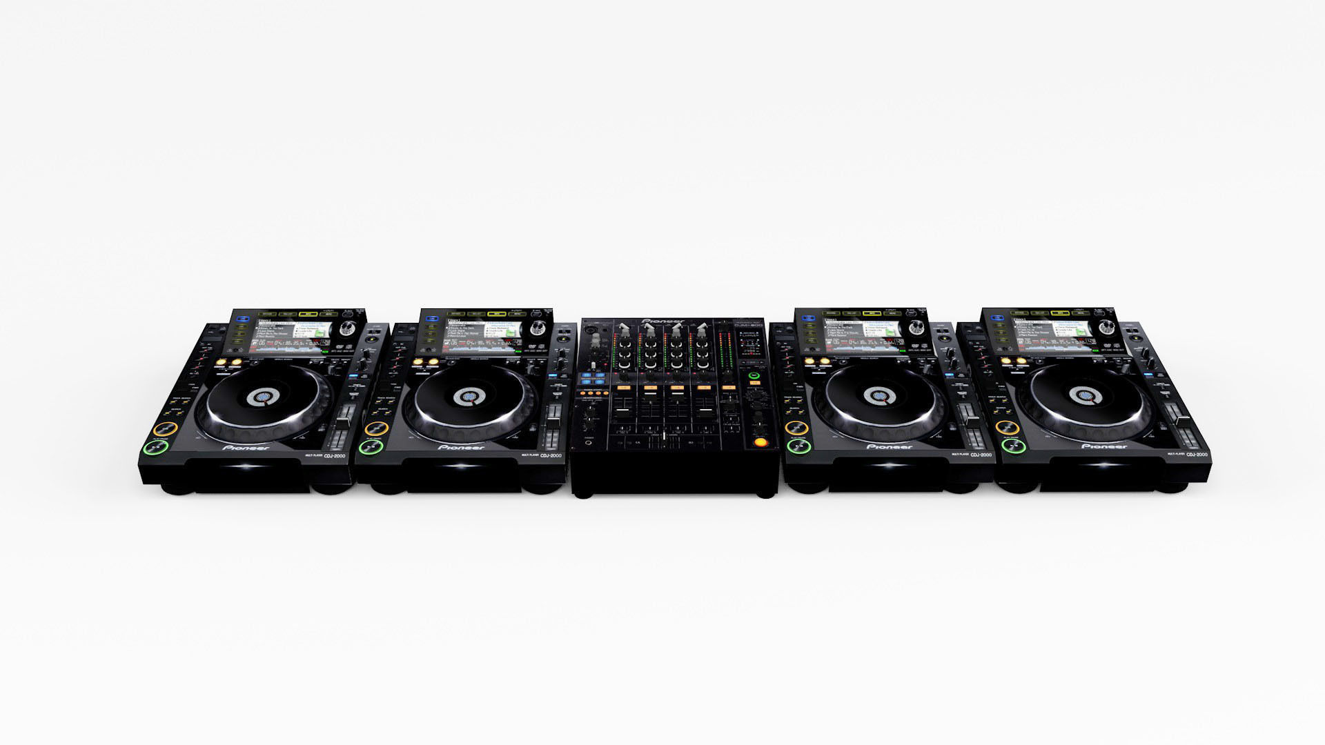 Pioneer CDJ DJM booth set 3D model_1