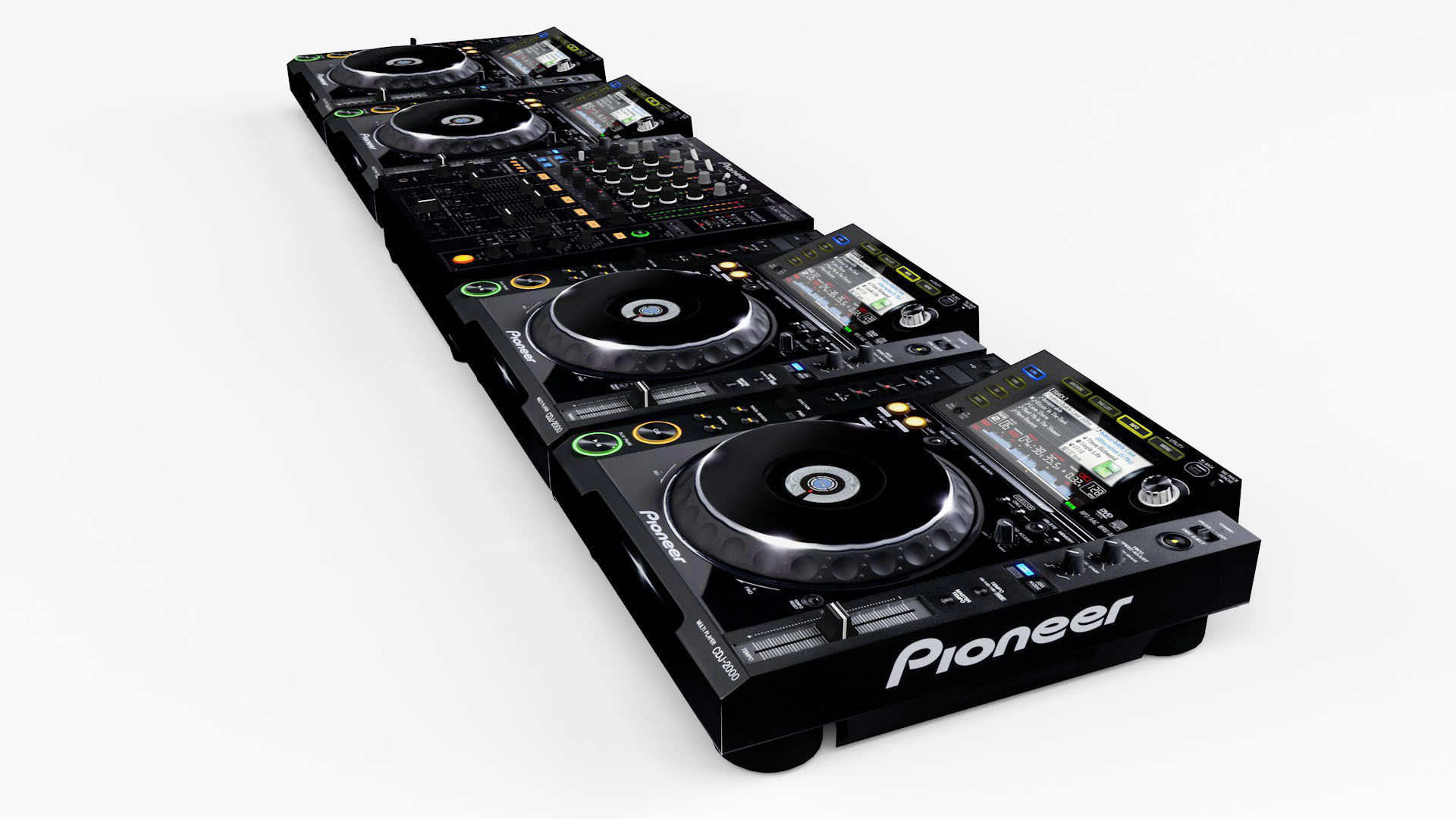 Pioneer CDJ DJM booth set 3D model_2