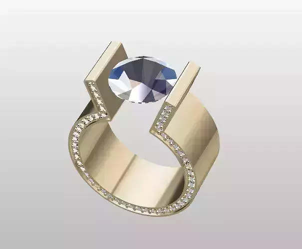 soliter gold ring with sapphire