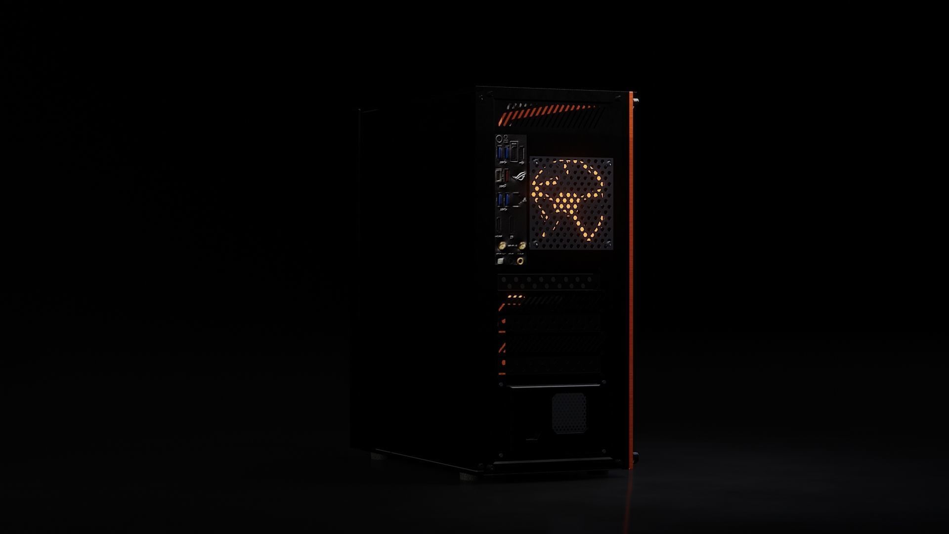 computer orange and tower Low-poly 3D model_15