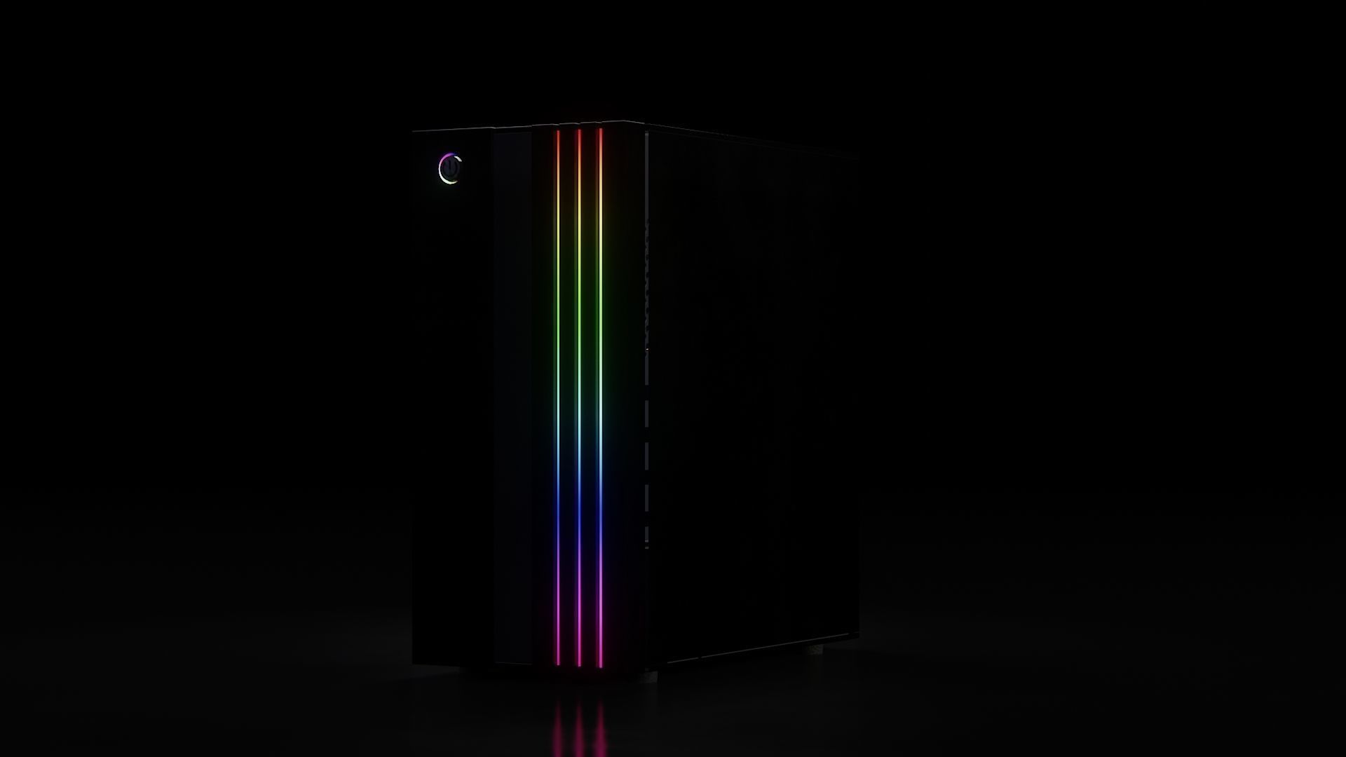 computer orange and tower Low-poly 3D model_22