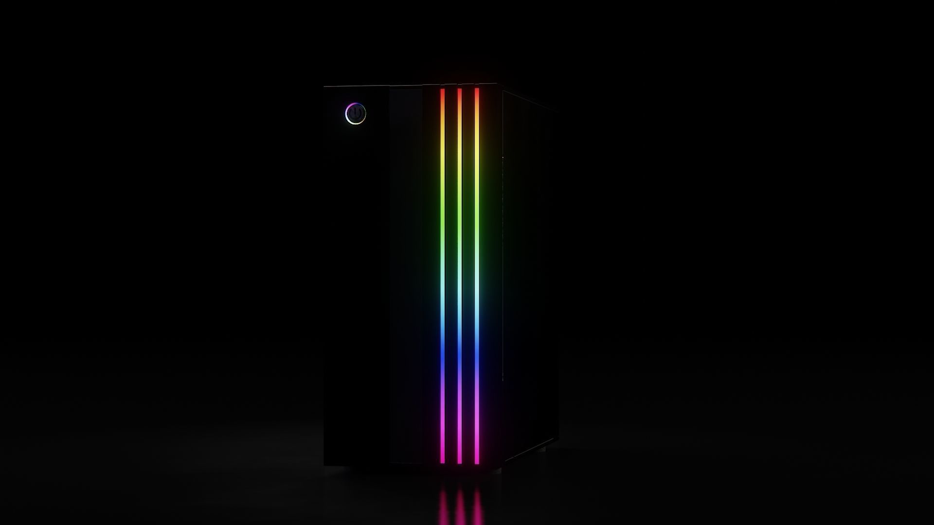 computer orange and tower Low-poly 3D model_23