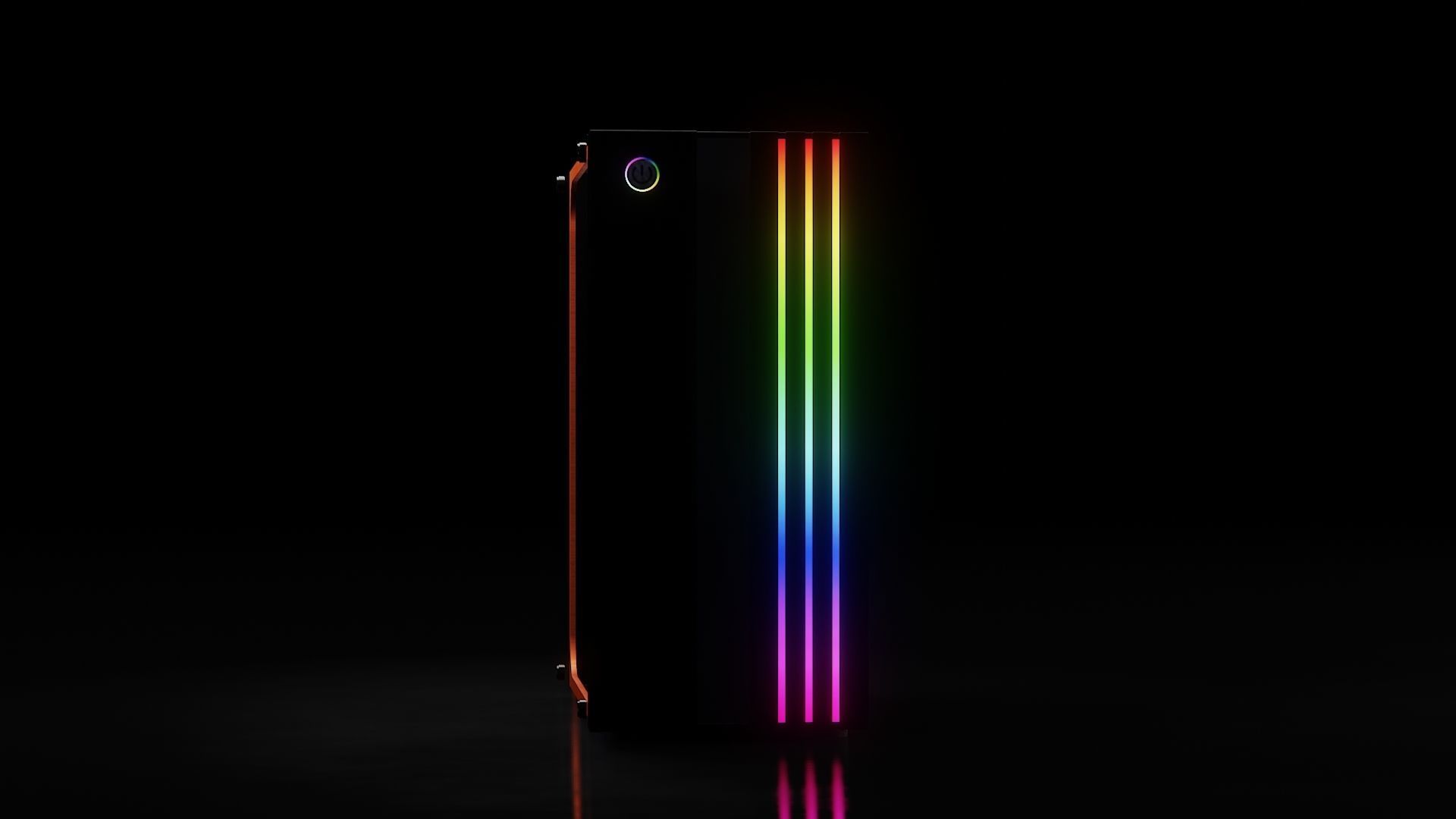 computer orange and tower Low-poly 3D model_24