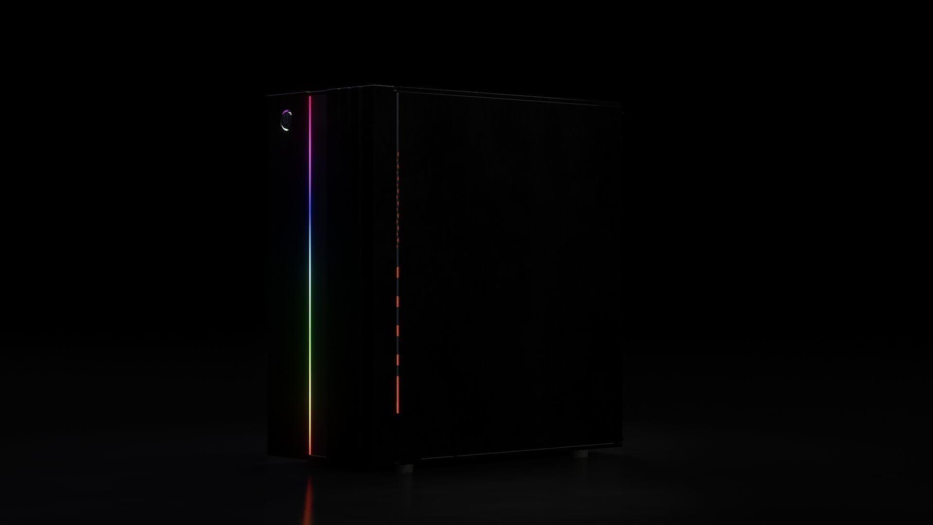 computer orange and tower Low-poly 3D model_21