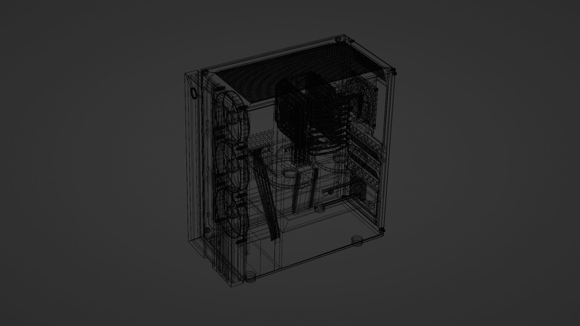computer orange and tower Low-poly 3D model_8