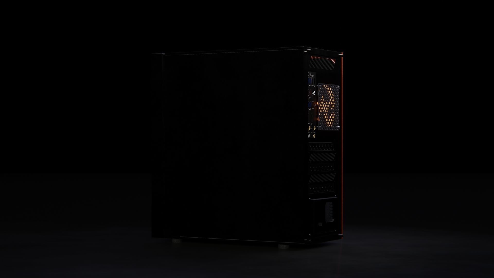 computer orange and tower Low-poly 3D model_17