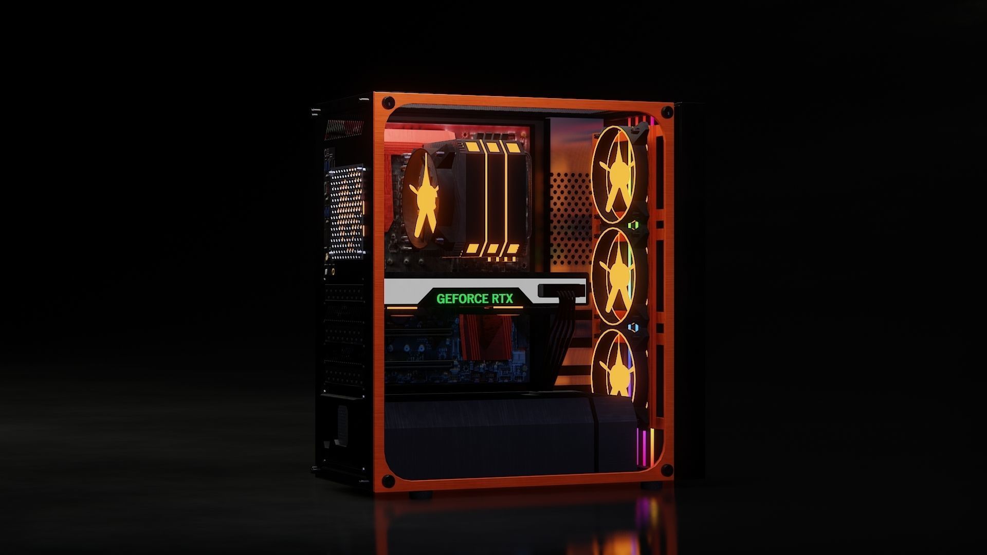 computer orange and tower Low-poly 3D model_30