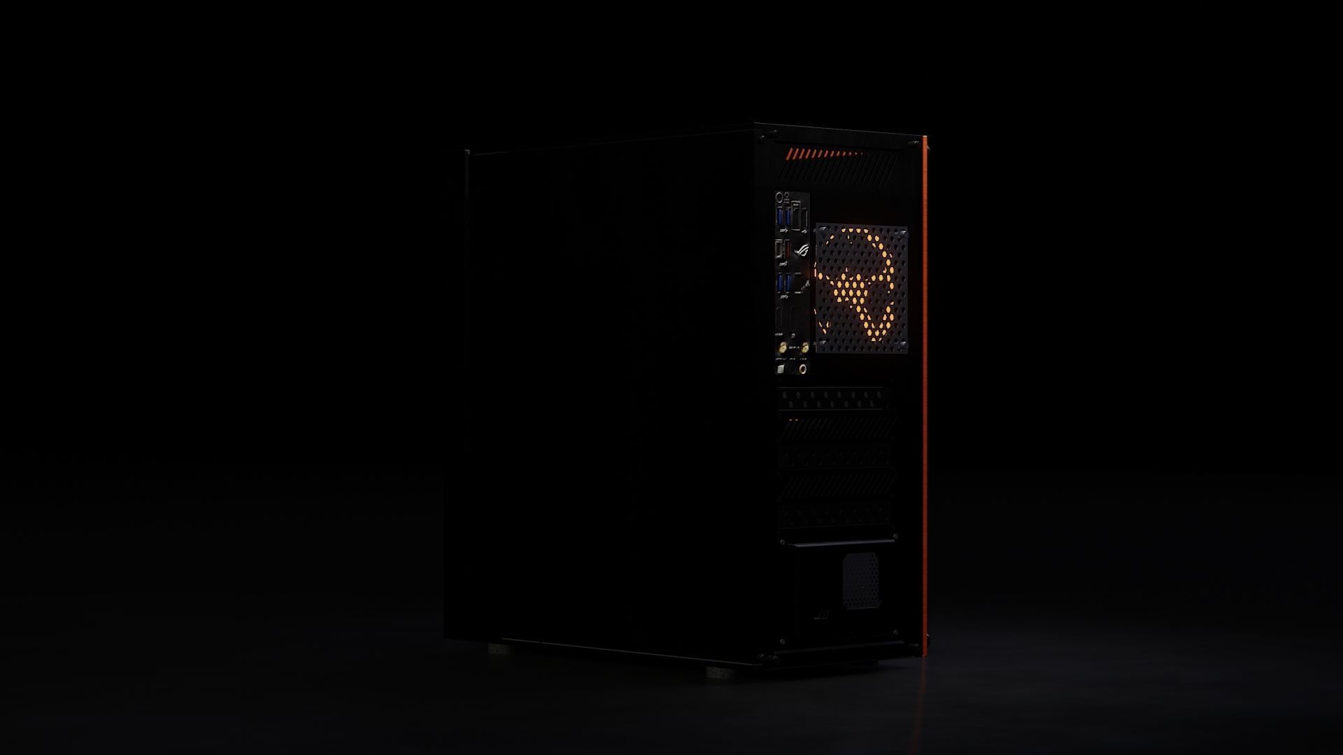 computer orange and tower Low-poly 3D model_16