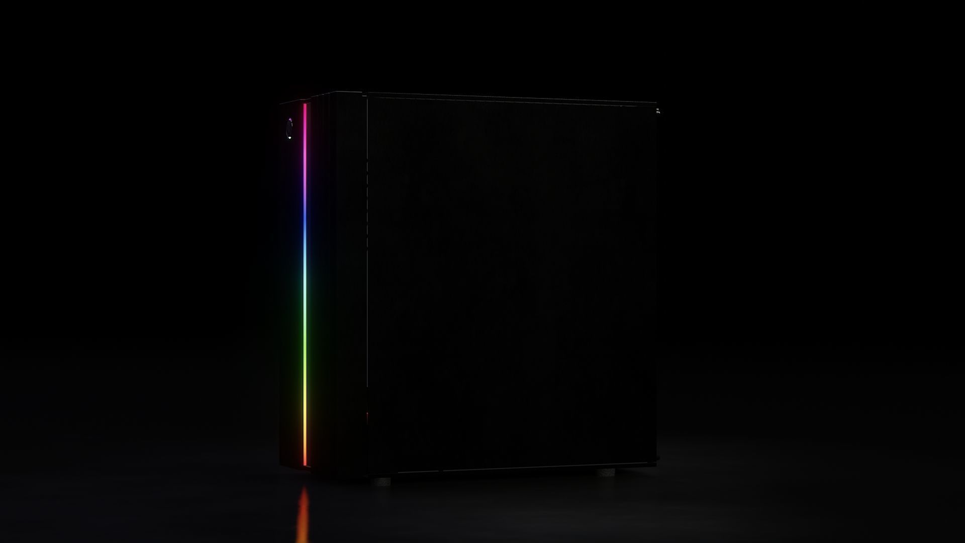 computer orange and tower Low-poly 3D model_20