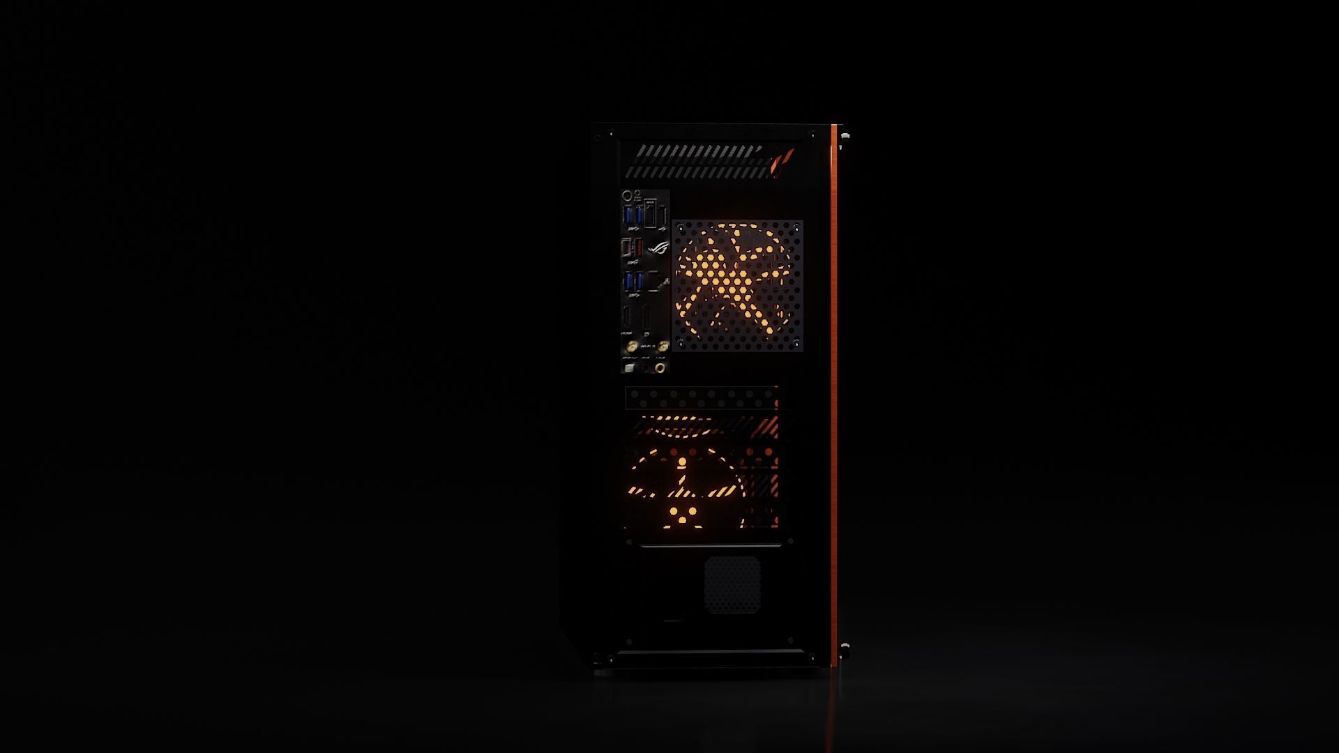 computer orange and tower Low-poly 3D model_14