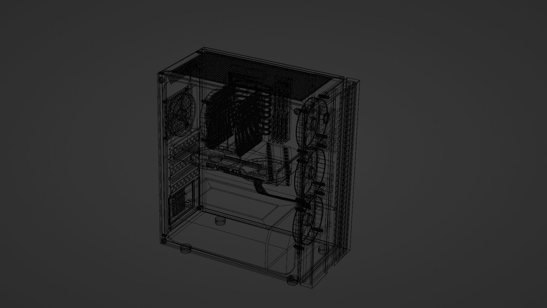 computer orange and tower Low-poly 3D model_7
