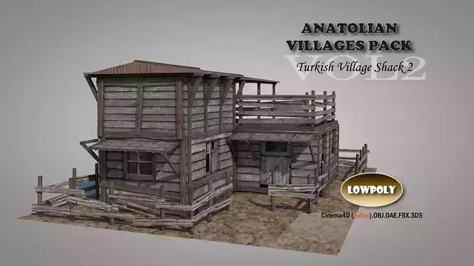 Anatolian Village Shack 2 Low-poly 3D model