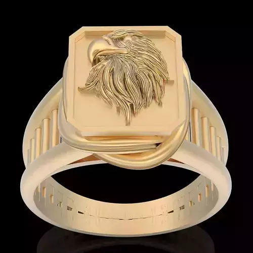 Eagle ring silver gold sterling printable jewelry 3D model