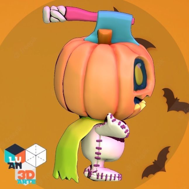 Pumpikinmon Chibi 3D print model_3