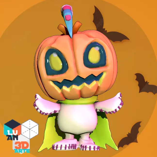 Pumpikinmon Chibi 3D print model_0