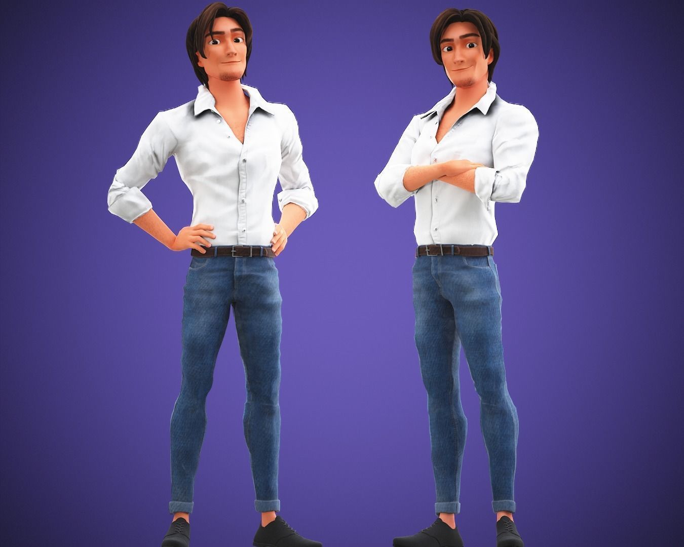 Stylized Game Cartoon Man character rigged Yujin Low-poly 3D model_4