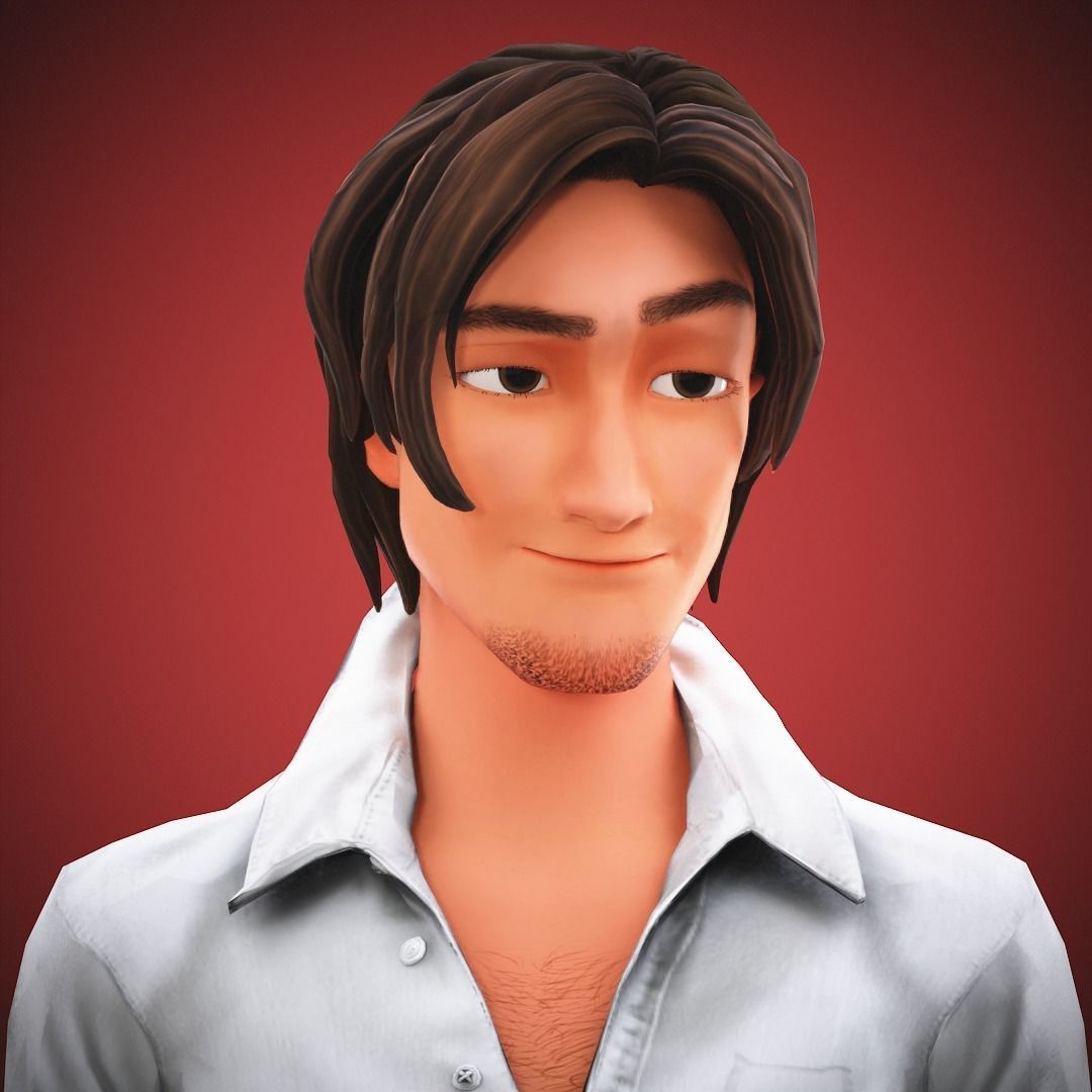 Stylized Game Cartoon Man character rigged Yujin Low-poly 3D model_21
