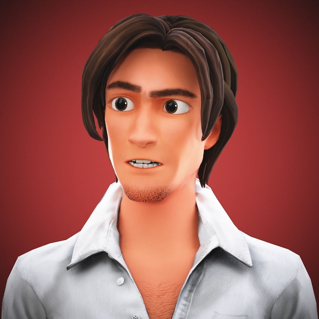 Stylized Game Cartoon Man character rigged Yujin Low-poly 3D model_20