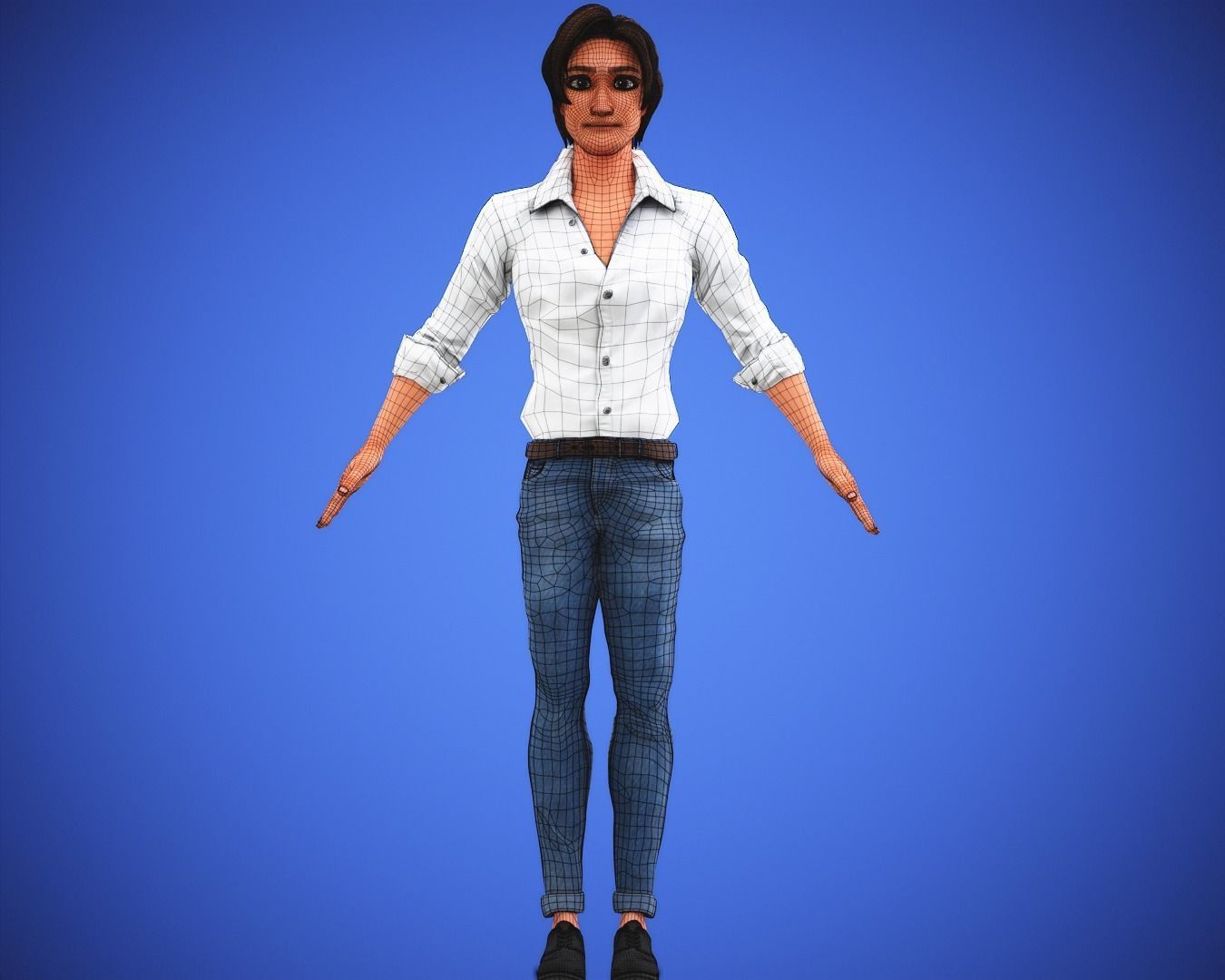 Stylized Game Cartoon Man character rigged Yujin Low-poly 3D model_12